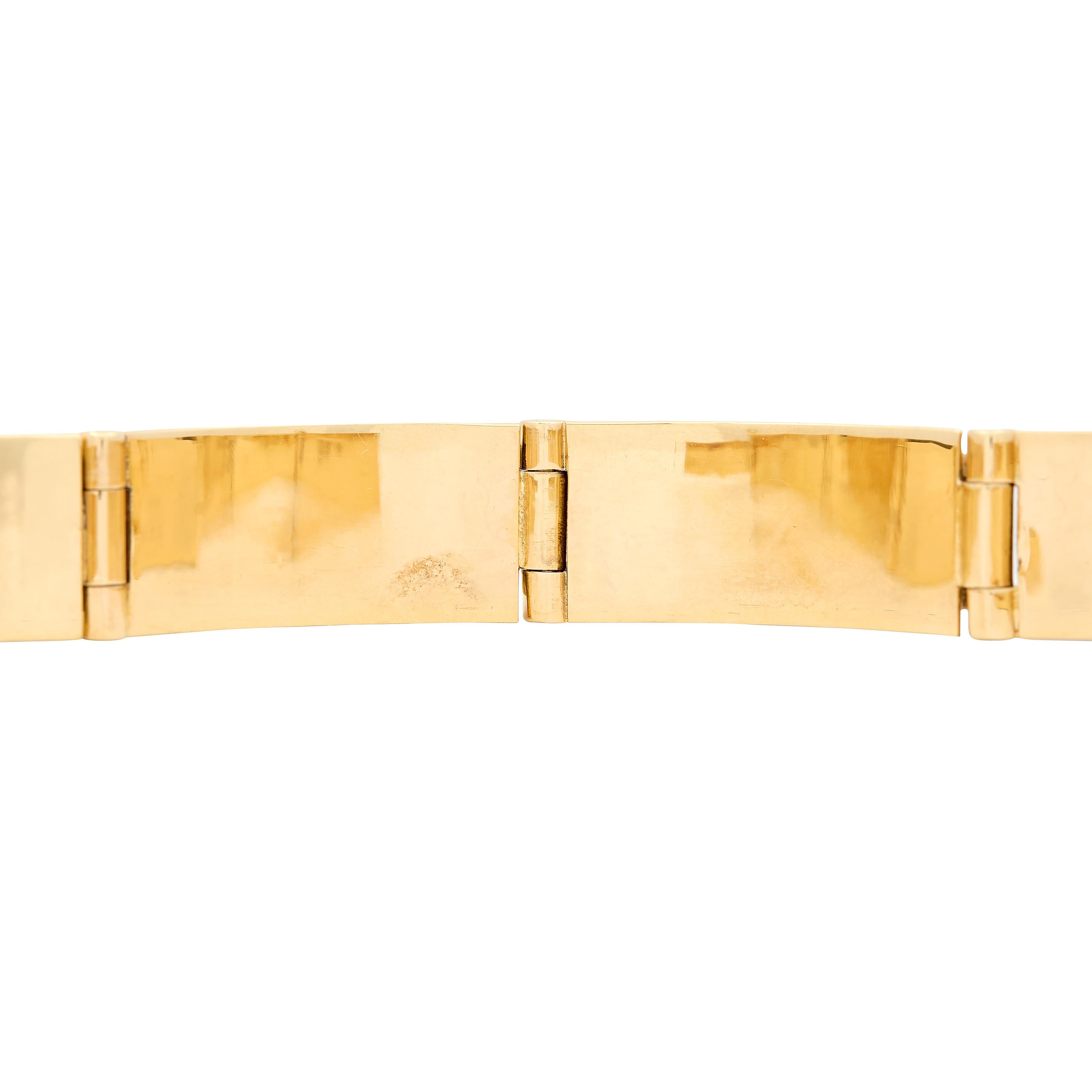 Gary Arviso 1970's Multi-Gem 14 Karat Gold Vintage Geometric Inlay Bracelet
