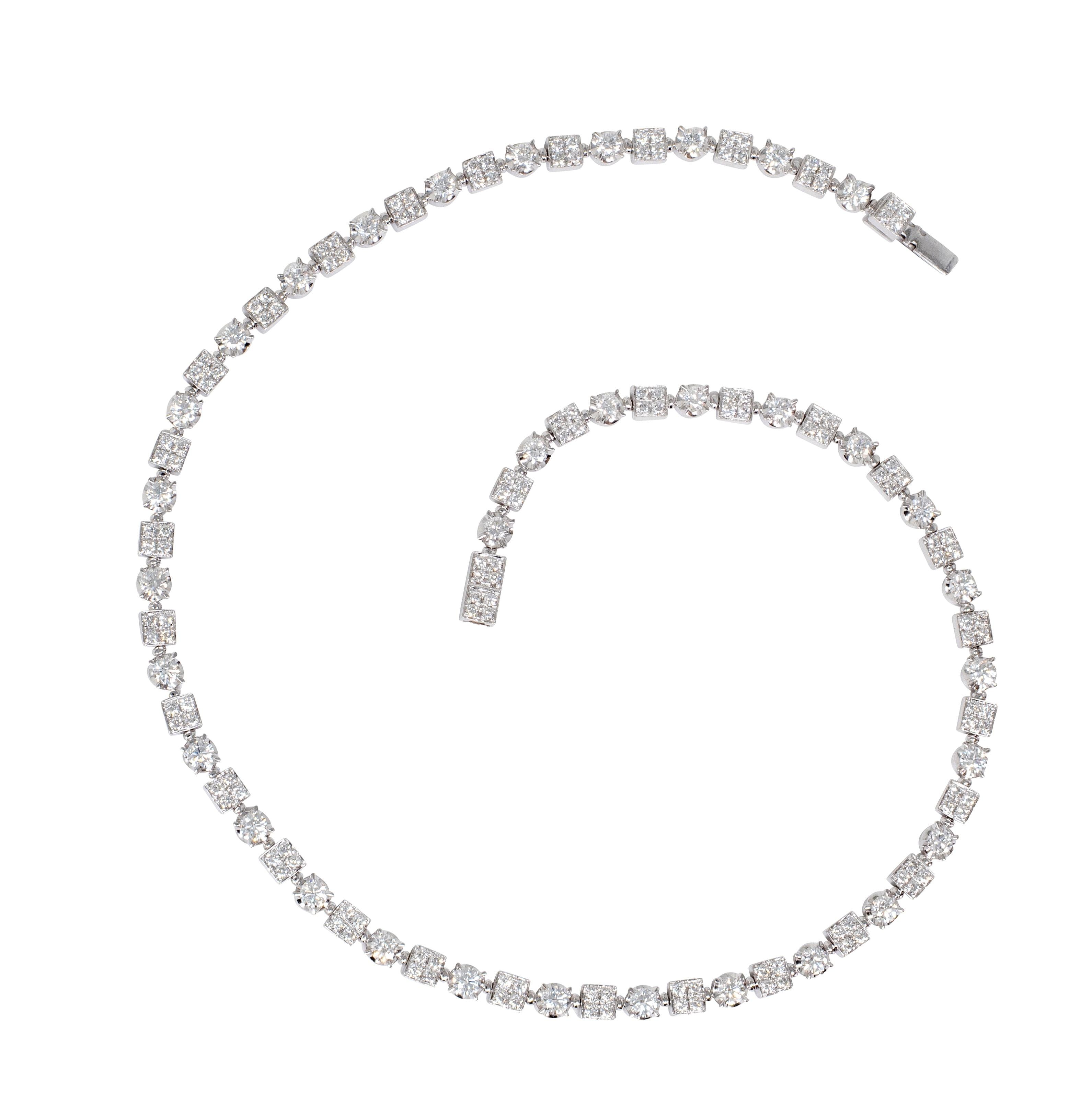 Bulgari 2014 8.40 CTW Diamond 18 Karat White Gold Lucea Tennis Necklace