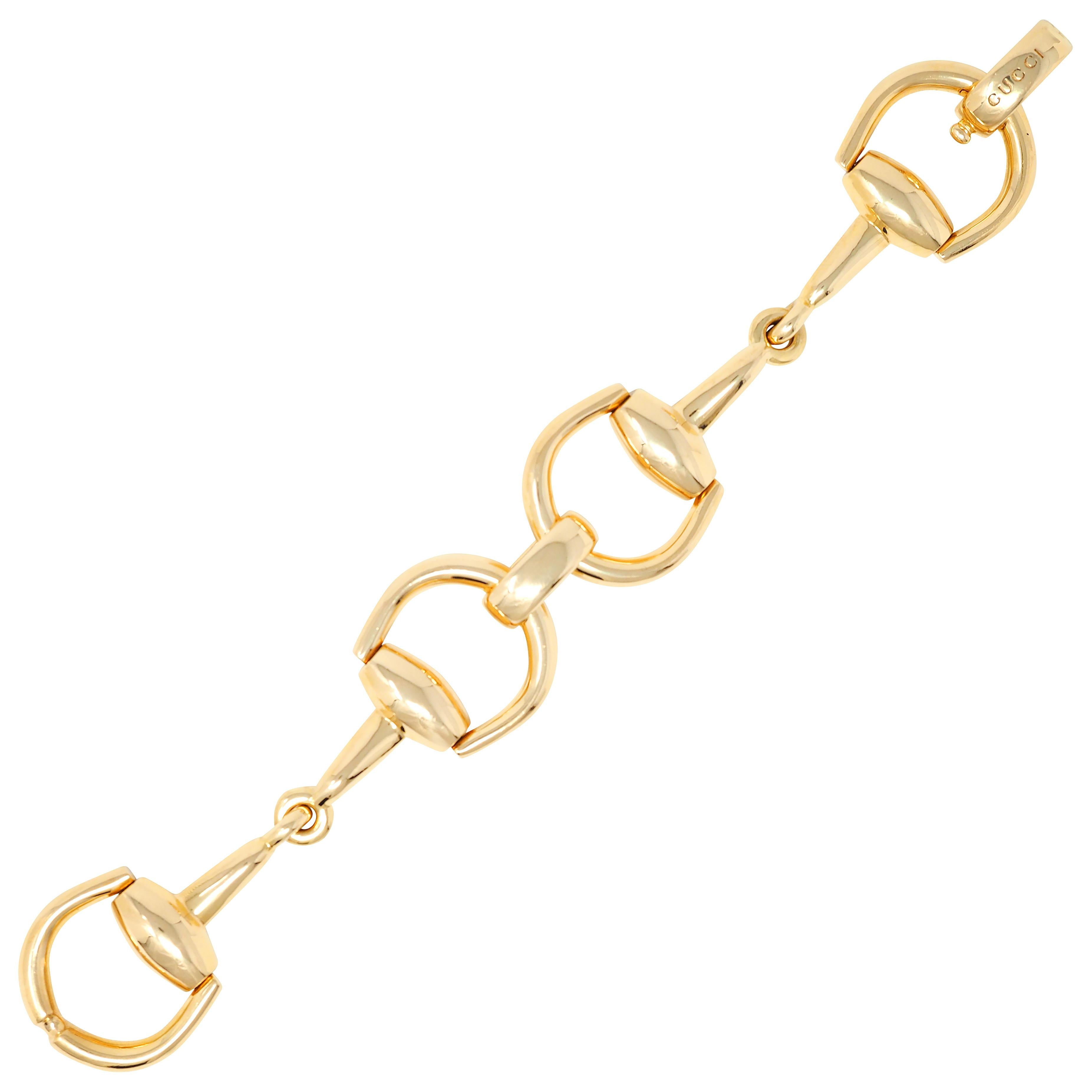 Gucci 18 Karat Yellow Gold Vintage Horsebit Link Bracelet