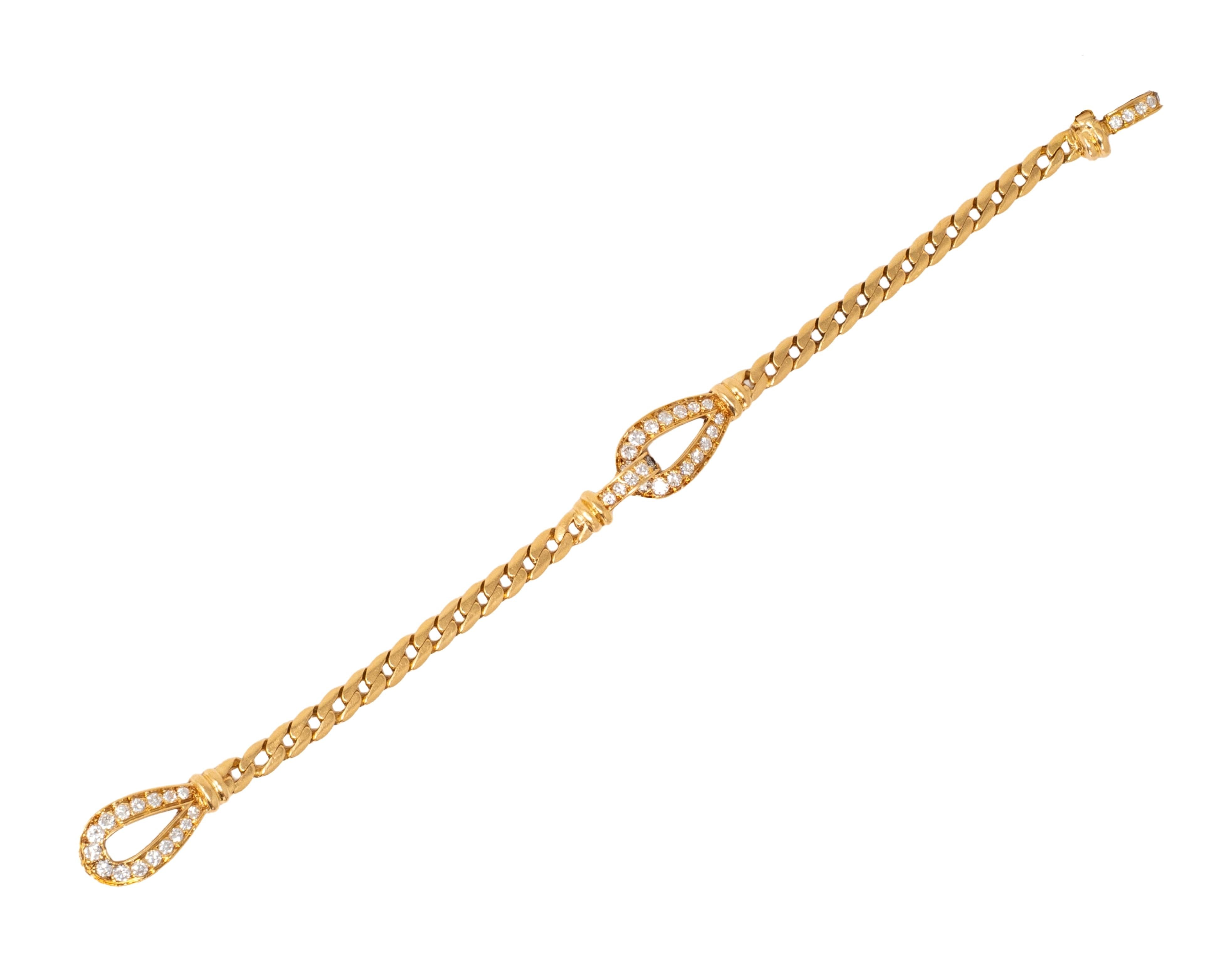 Cartier Georges L'Enfant French Diamond 18K Gold Vintage Agrafe Link Bracelet