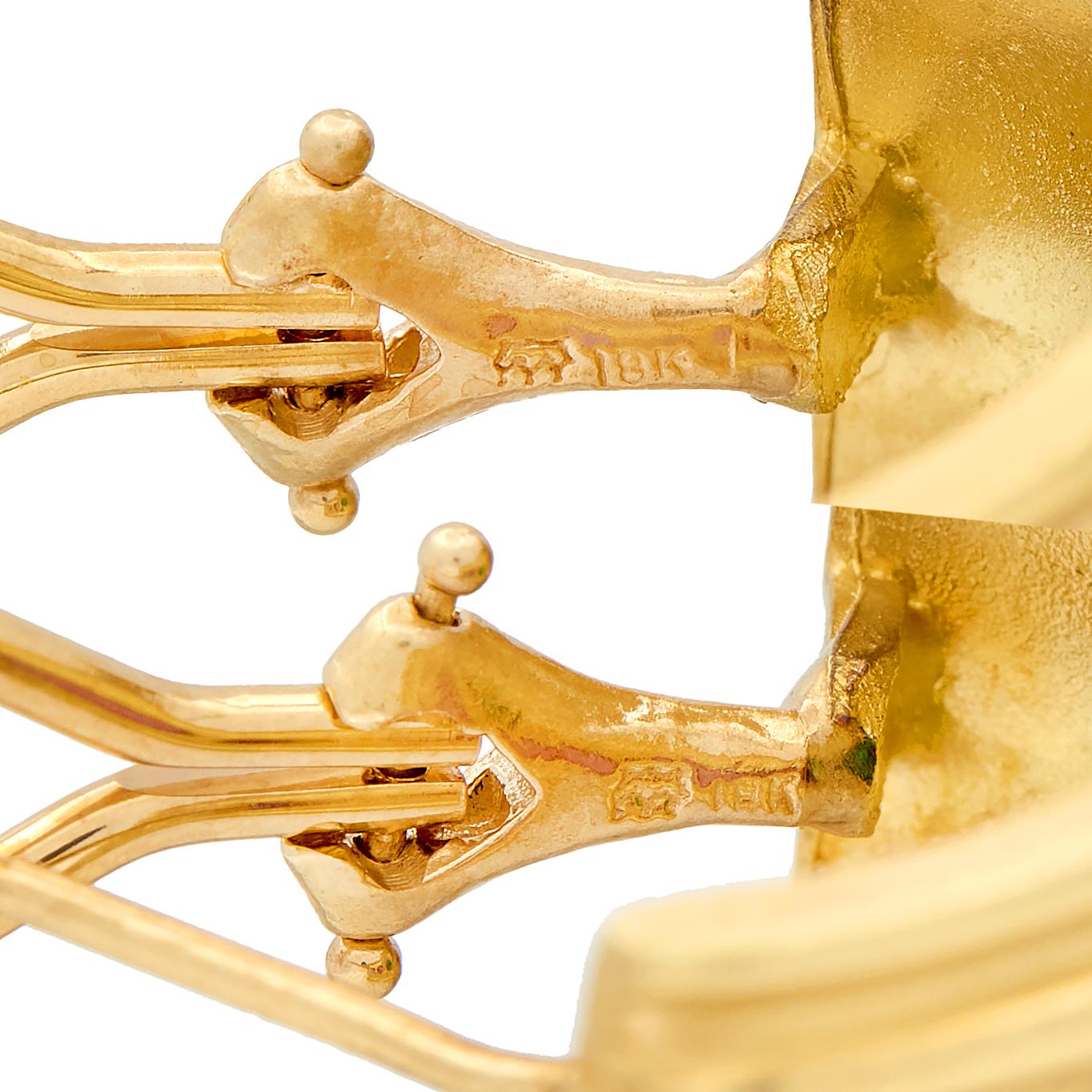 Seidengang 1980's Multi-Gem 18K Gold Vintage Multi-Gem J-Hoop Earrings