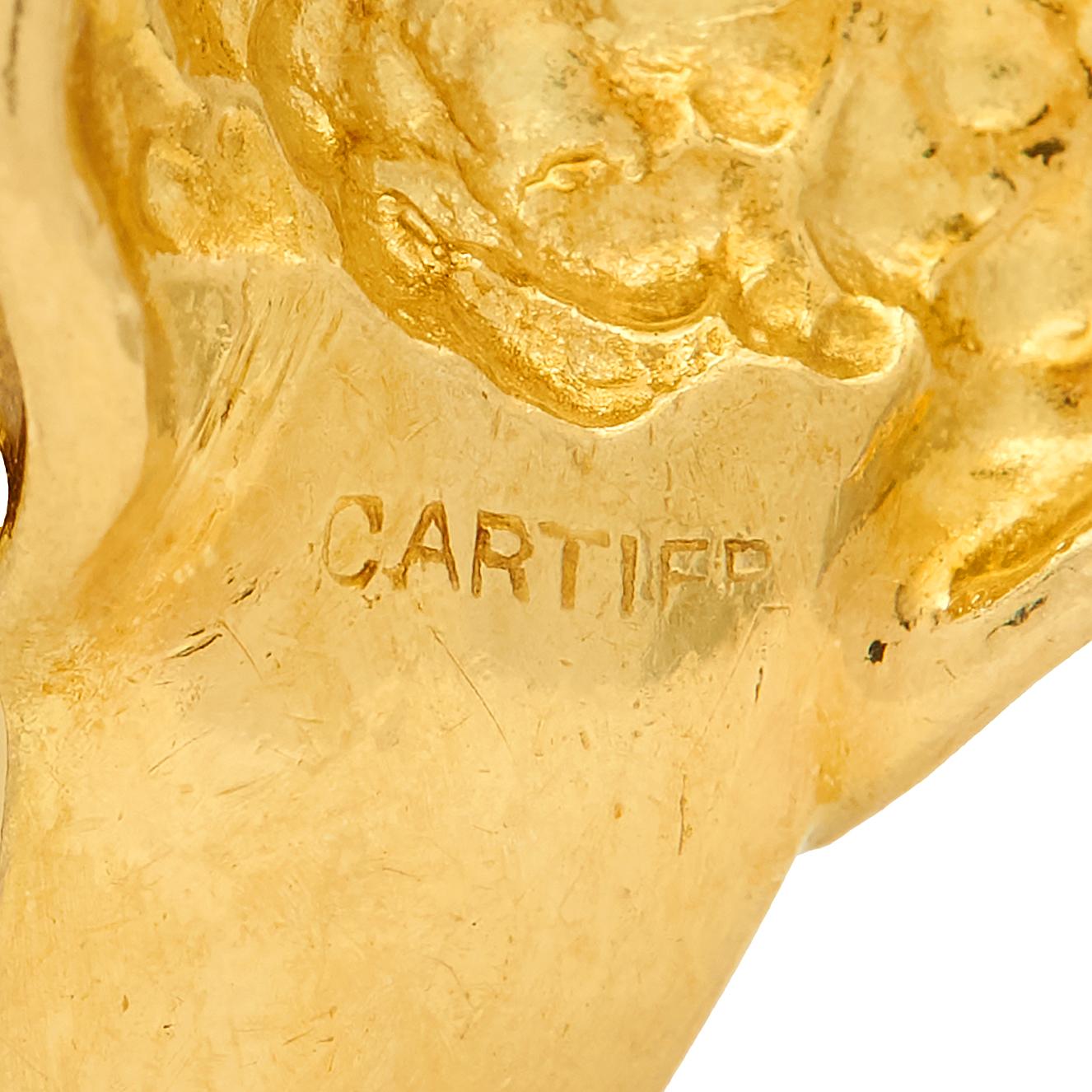 Cartier 1970s 18 Karat Yellow Gold Vintage Hammered Dome Modernist Cocktail Ring