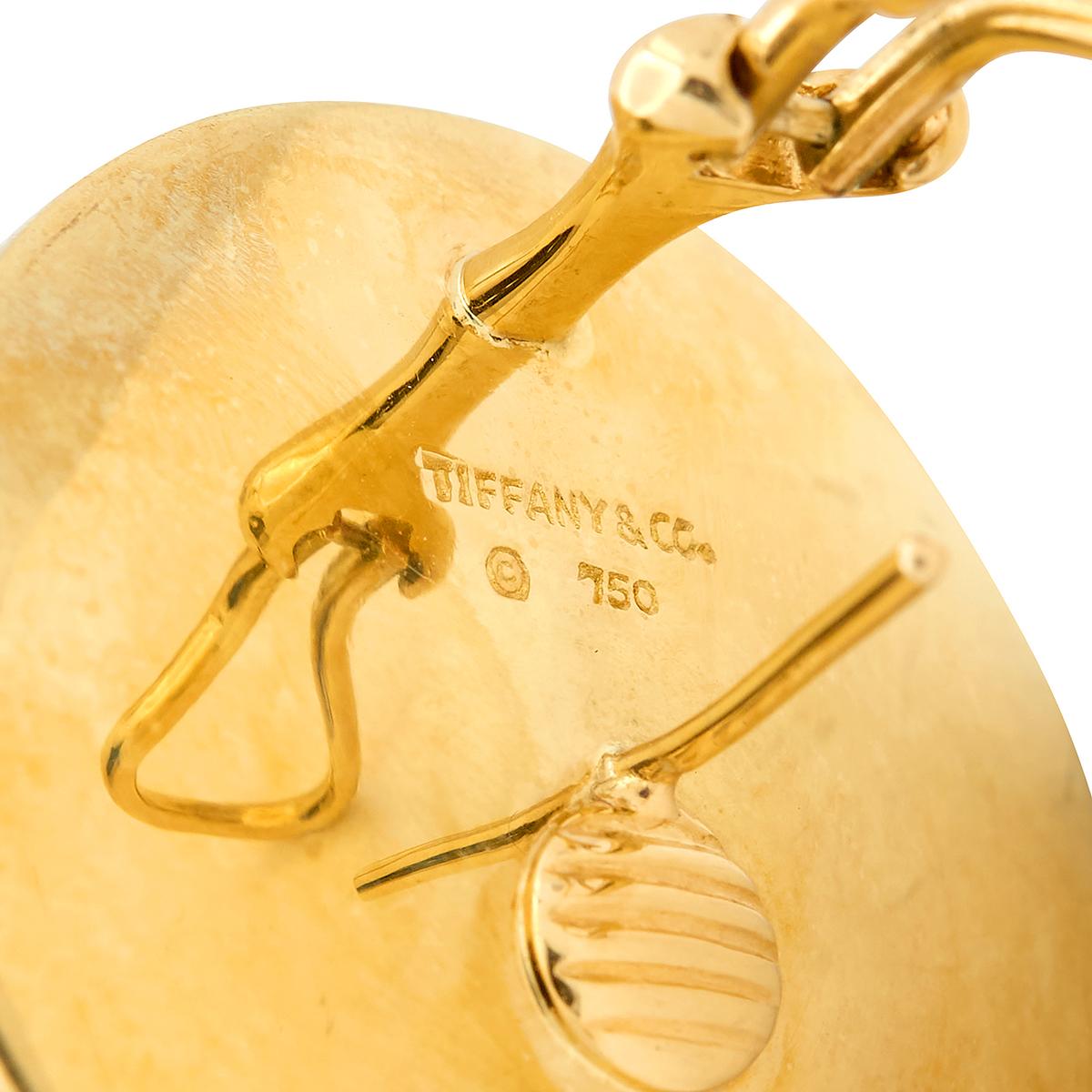 Tiffany & Co. 1980's Mother-Of-Pearl Onyx 18K Gold Vintage Checkerboard Earrings