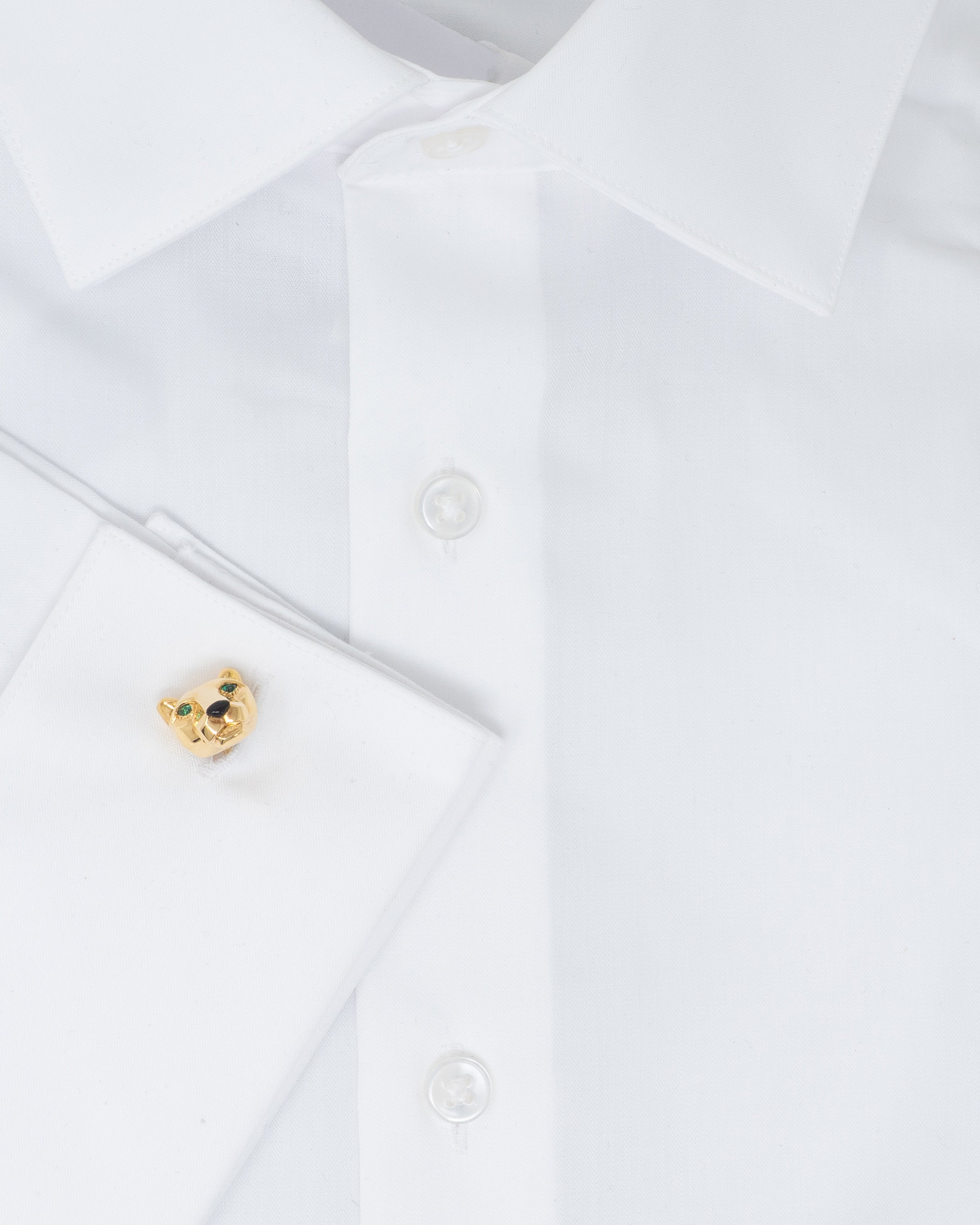 Cartier Emerald Onyx 18 Karat Yellow Gold Panther Cufflinks & Shirt Stud Set