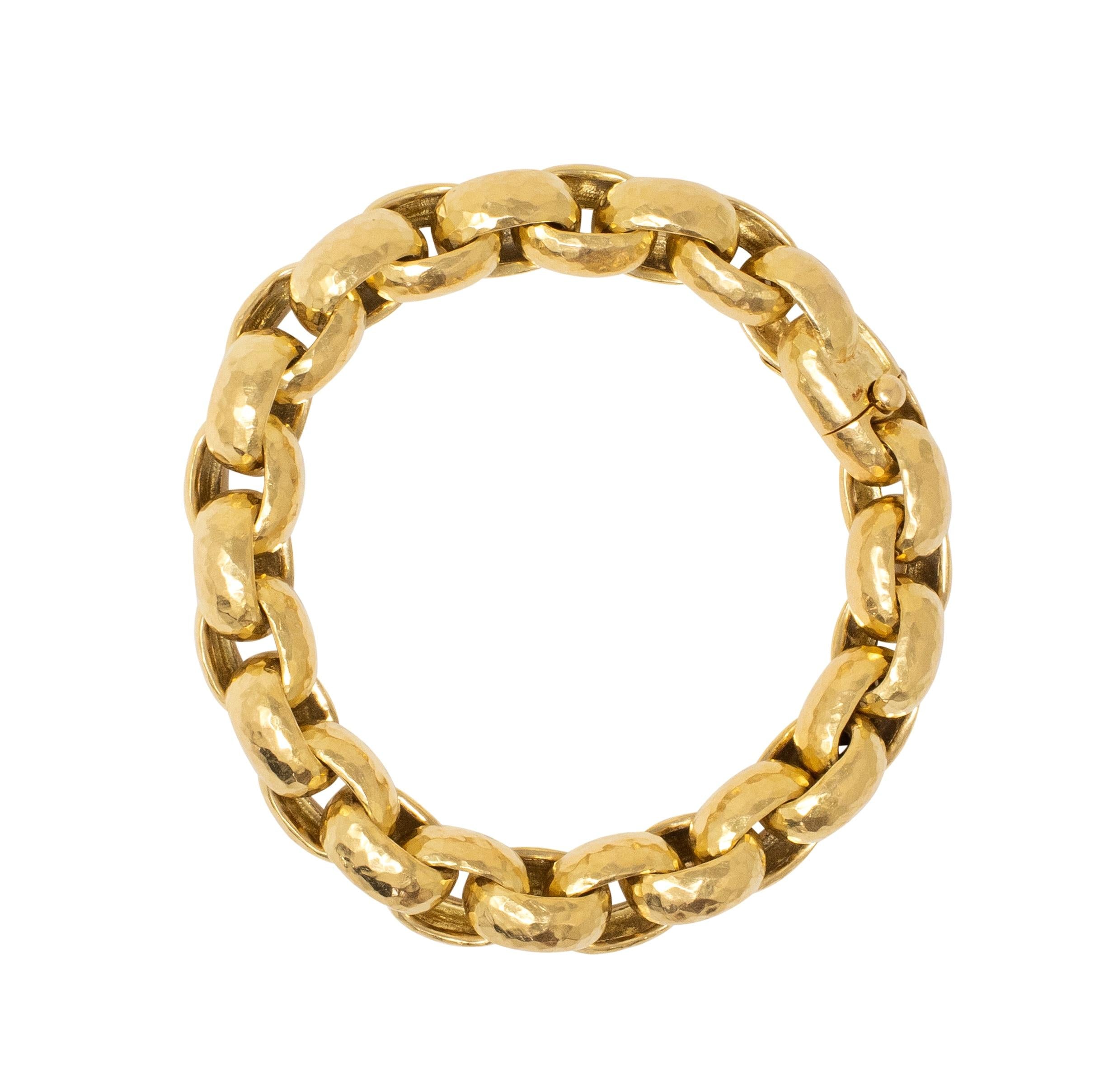Tiffany & Co. Paloma Picasso 1989 18K Gold Vintage Hammered Rollo Link Bracelet