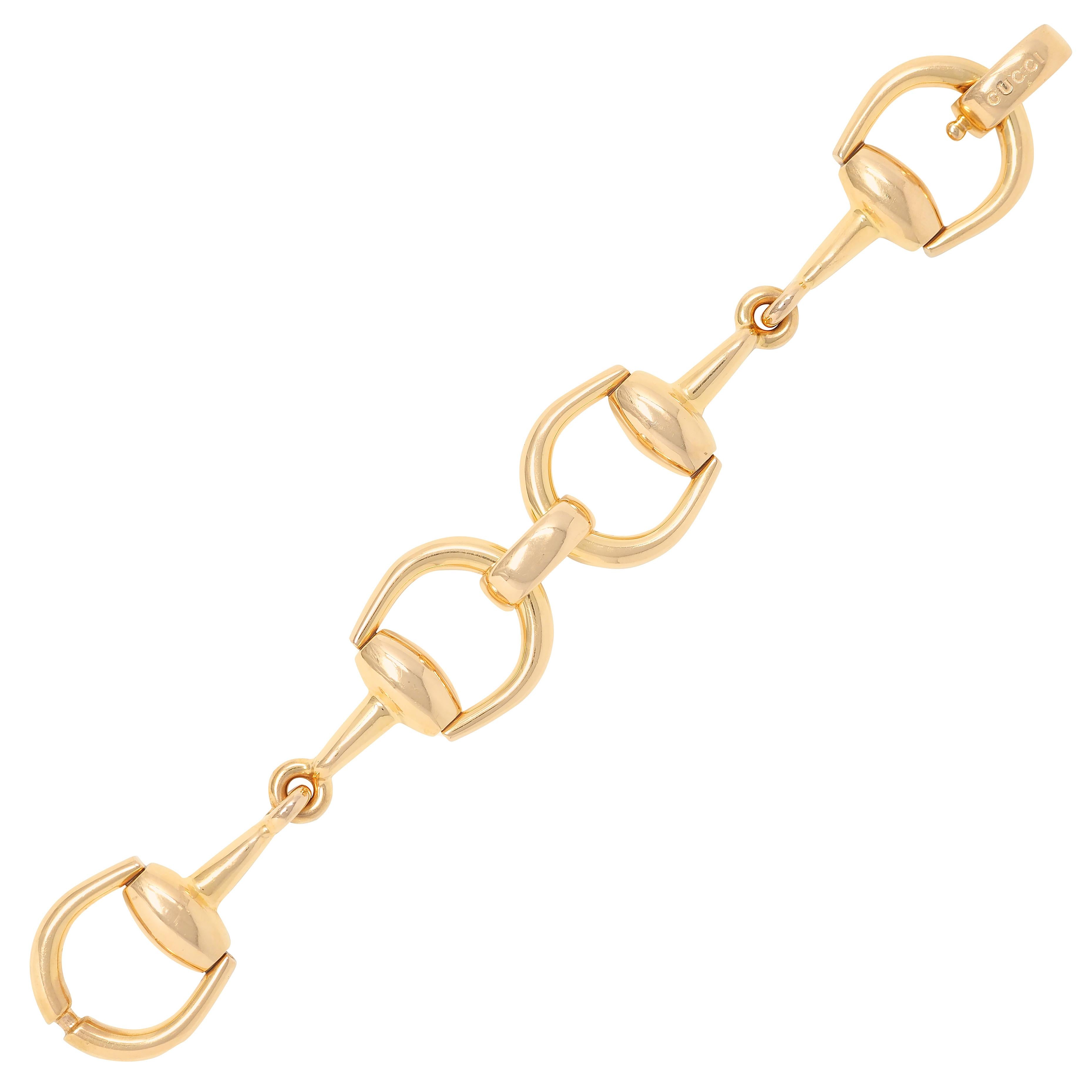 Gucci 18 Karat Yellow Gold Vintage Horsebit Link Bracelet