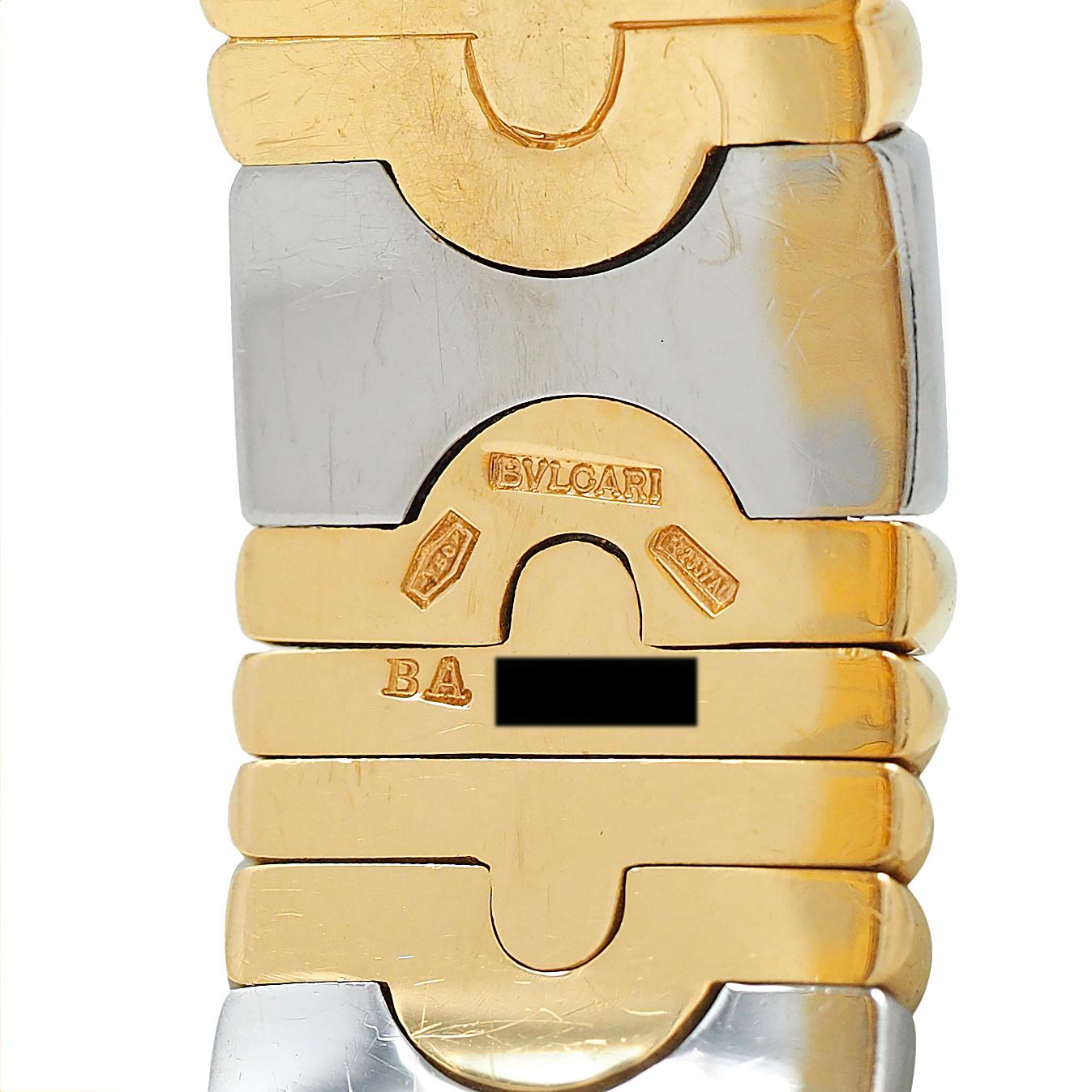 Bulgari 1980's 18 Karat Yellow Gold Steel Parentesi Cuff Bracelet