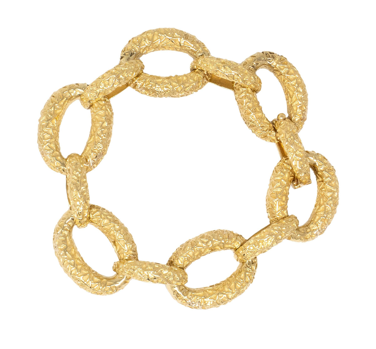 Van Cleef & Arpels 1970's 18 Karat Yellow Gold Vintage Textured Link Bracelet