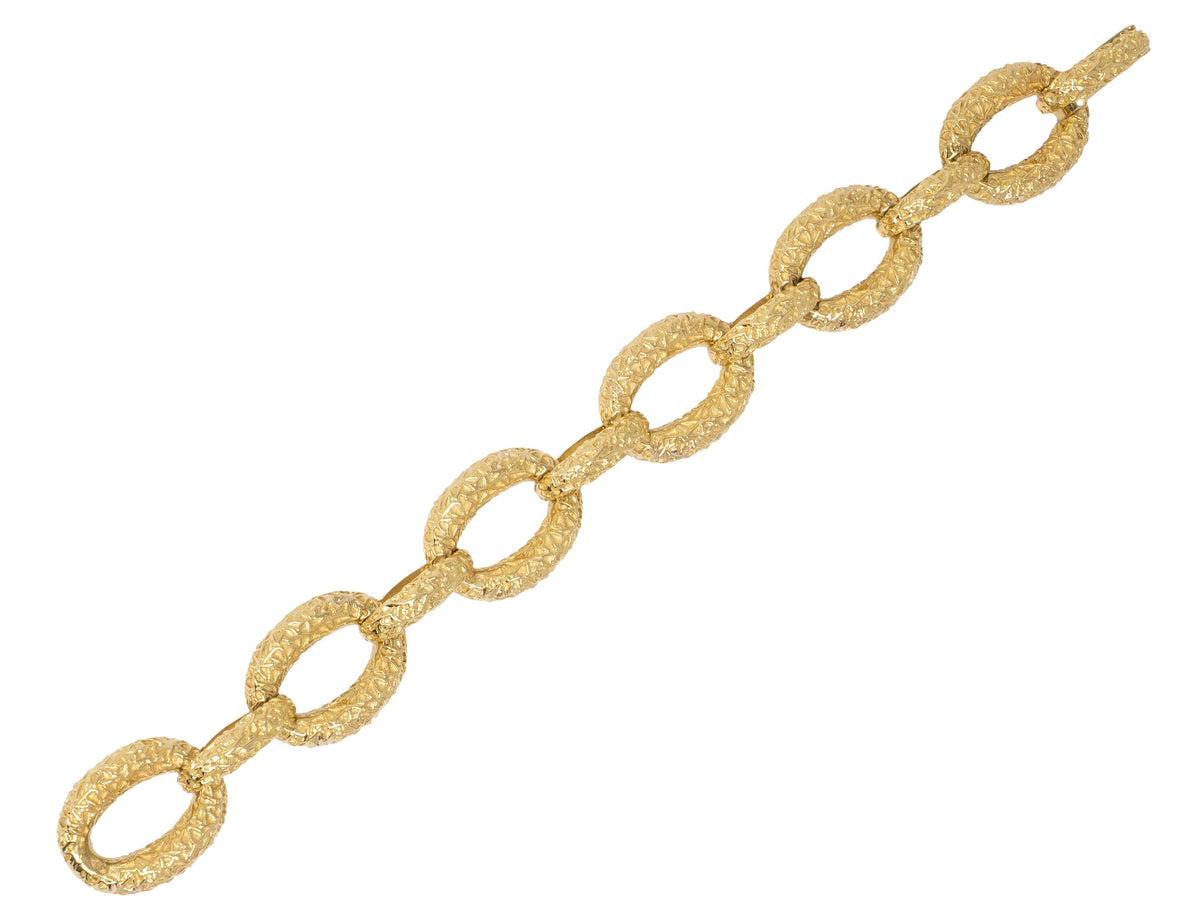 Van Cleef & Arpels 1970's 18 Karat Yellow Gold Vintage Textured Link Bracelet