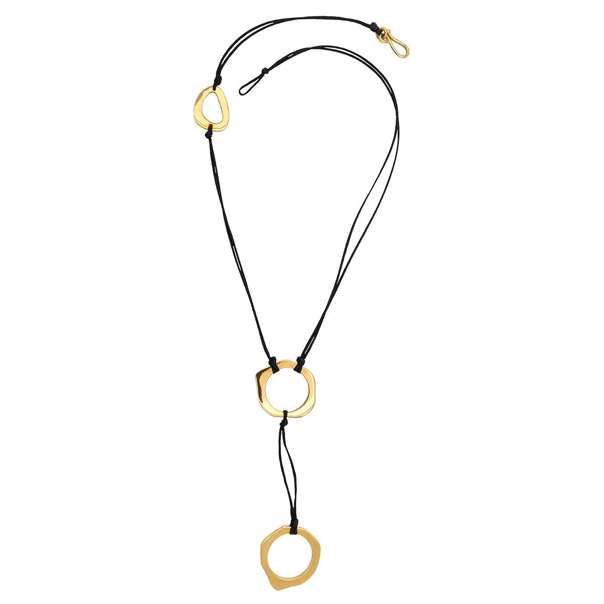 Zolatas 2000's 18 Karat Yellow Gold Contemporary Cord Station Lariat Necklace
