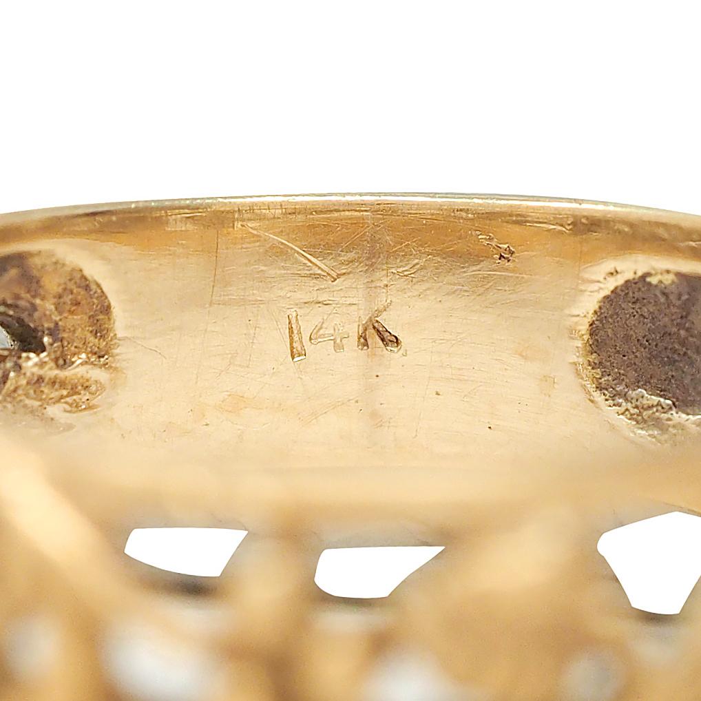 Art Nouveau 14 Karat Yellow Gold Antique Scrolling Berry Vine Band Ring