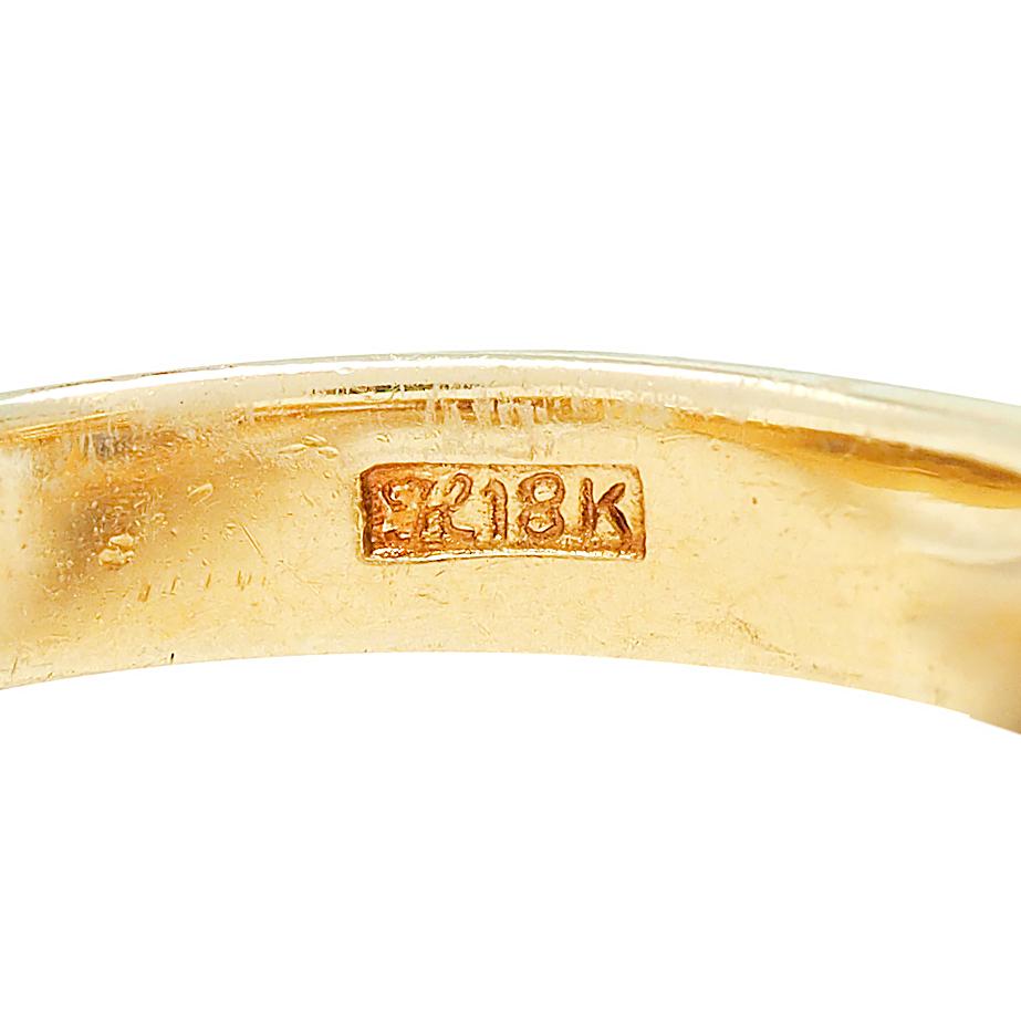 1980's Sapphire Diamond 18 Karat Yellow Gold Vintage Toi-Et-Moi Bypass Ring