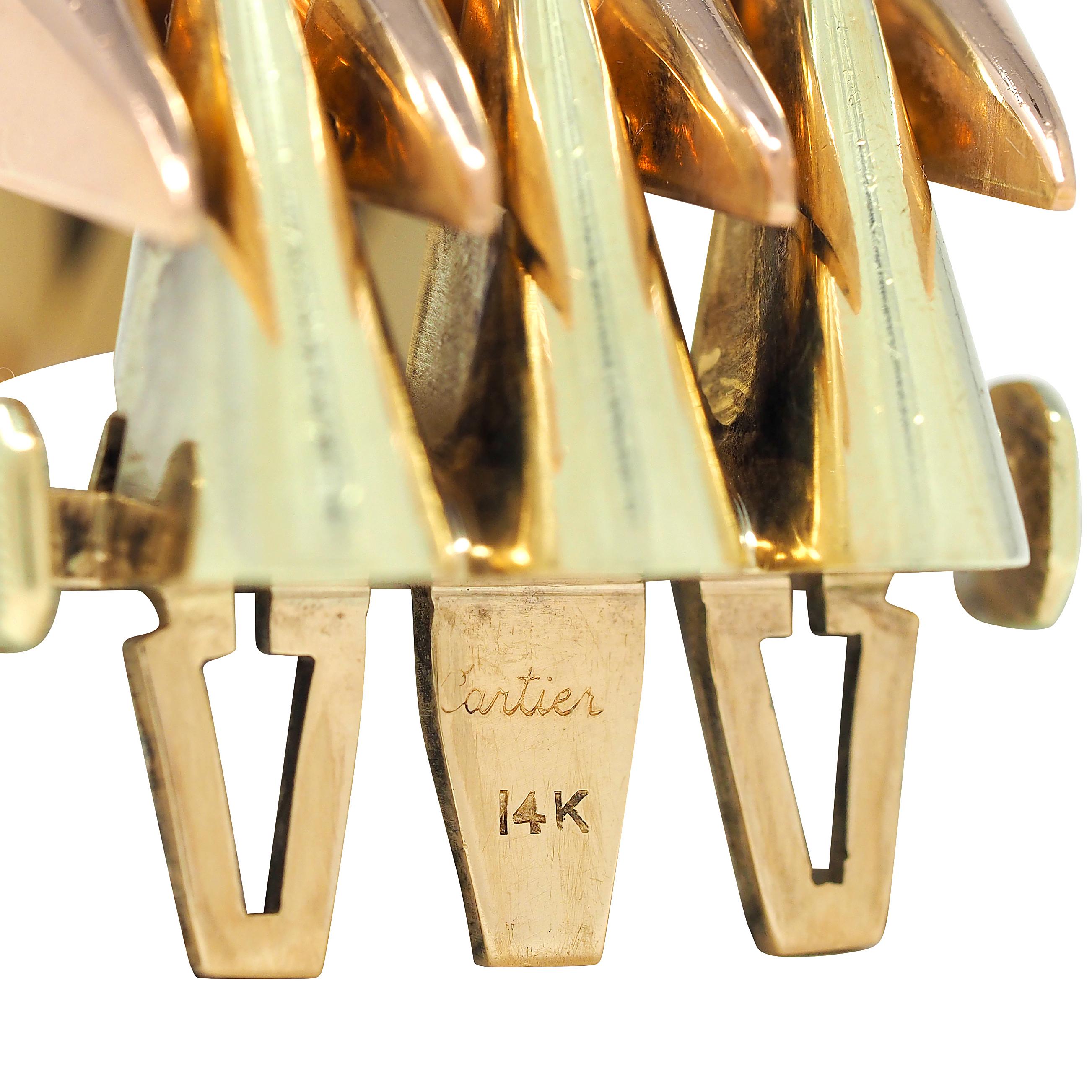 Cartier Retro 14 Karat Two-Tone Yellow Rose Gold Vintage Tank Bracelet