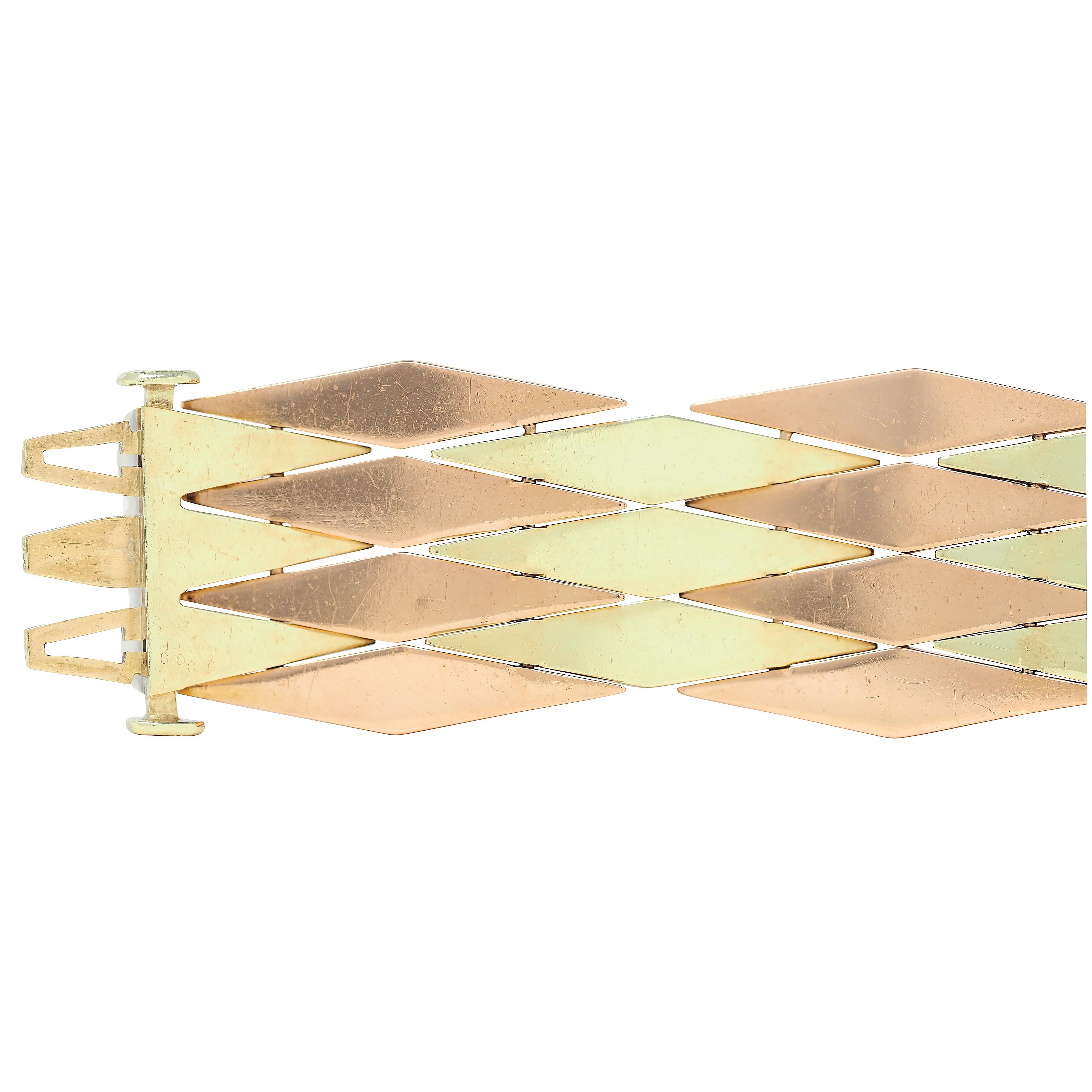Cartier Retro 14 Karat Two-Tone Yellow Rose Gold Vintage Tank Bracelet