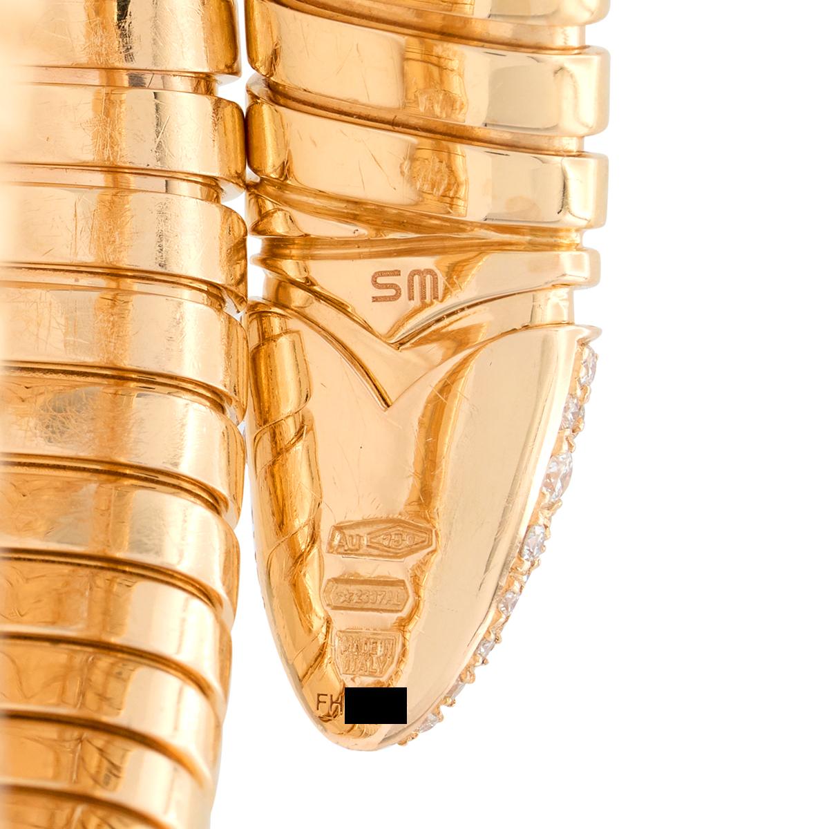 Bulgari Diamond 18 Karat Rose Gold Serpenti Tubogas Wrap Bracelet