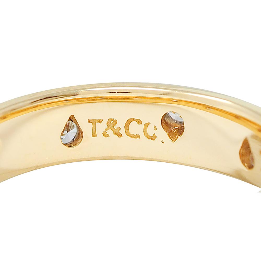 Tiffany & Co. 2000's Diamond Platinum 18 Karat Yellow Gold Etoile Band Ring