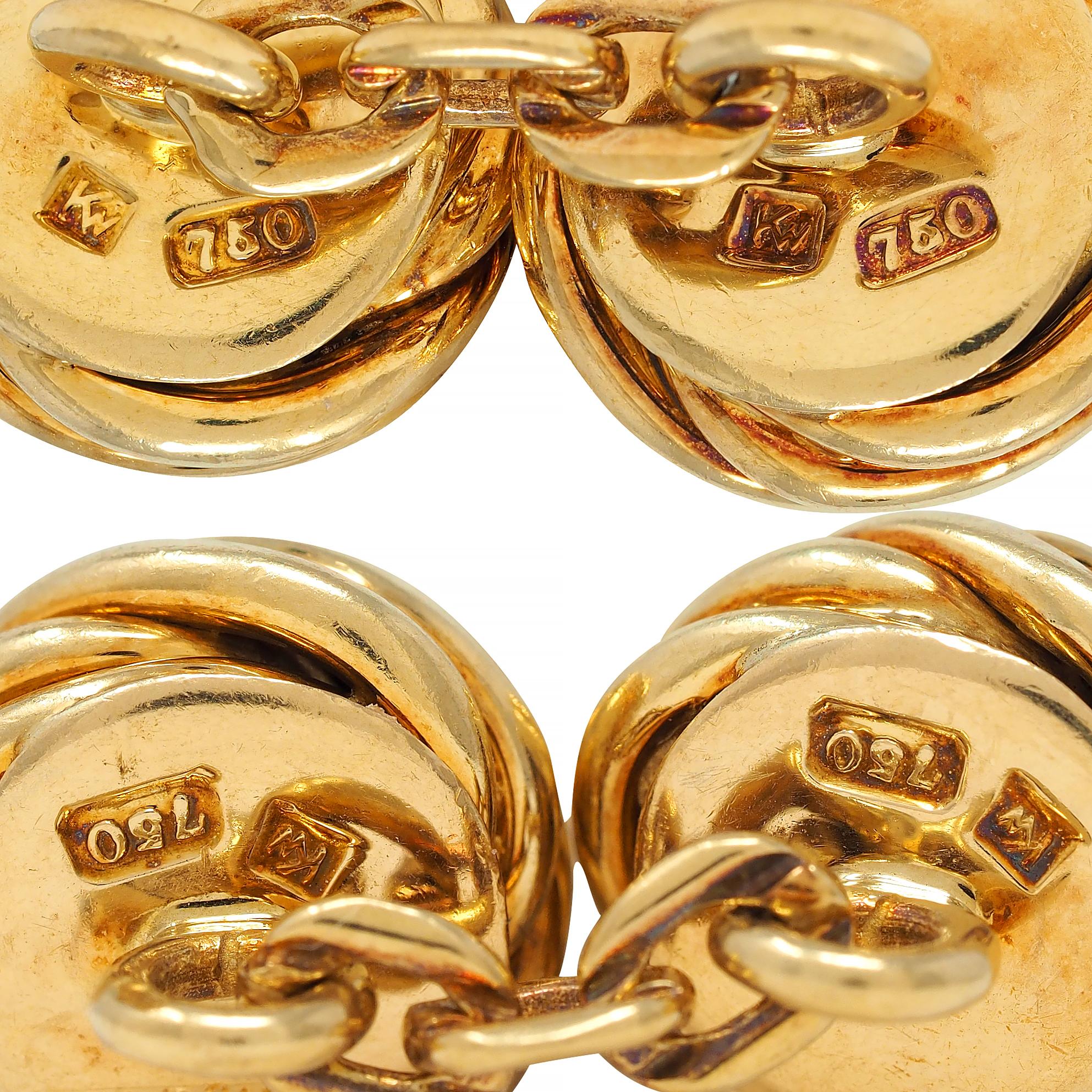 1960's Van Cleef & Arpels French Sapphire 18K Yellow Gold Vintage Knot Cufflinks