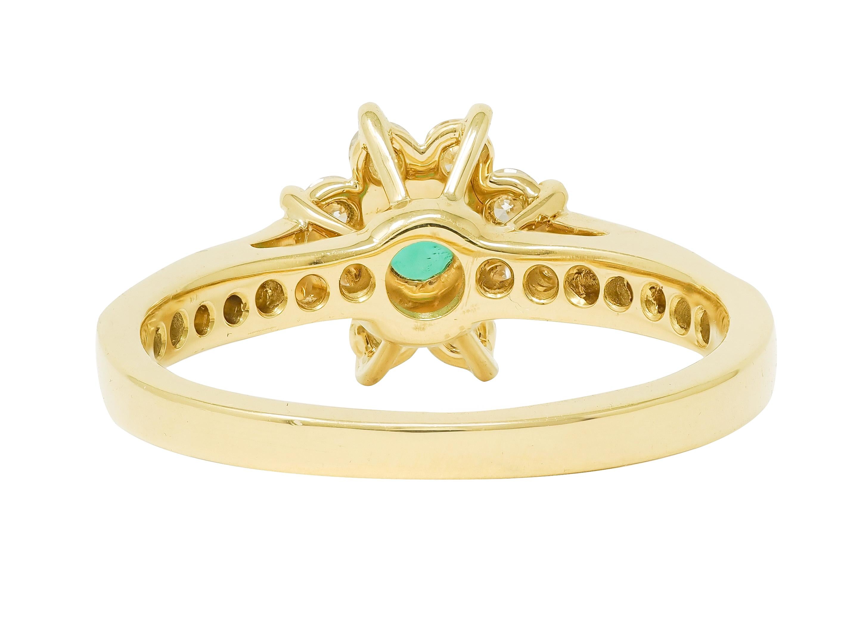 Tiffany & Co. 1990's 1.00 CTW Emerald Diamond 18K Gold Vintage Cluster Ring