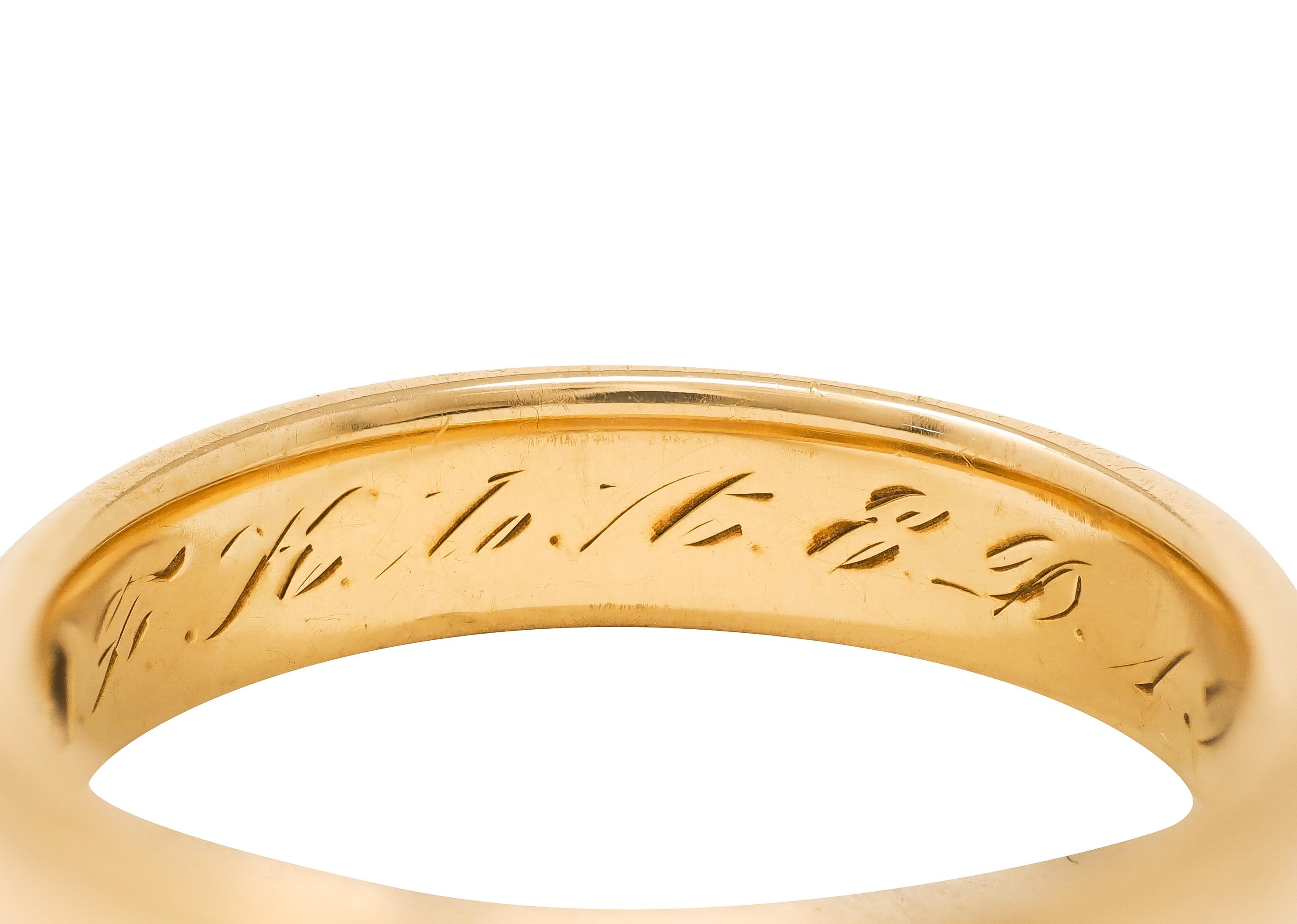 1912 18 Karat Yellow Gold Antique Wedding Band Ring