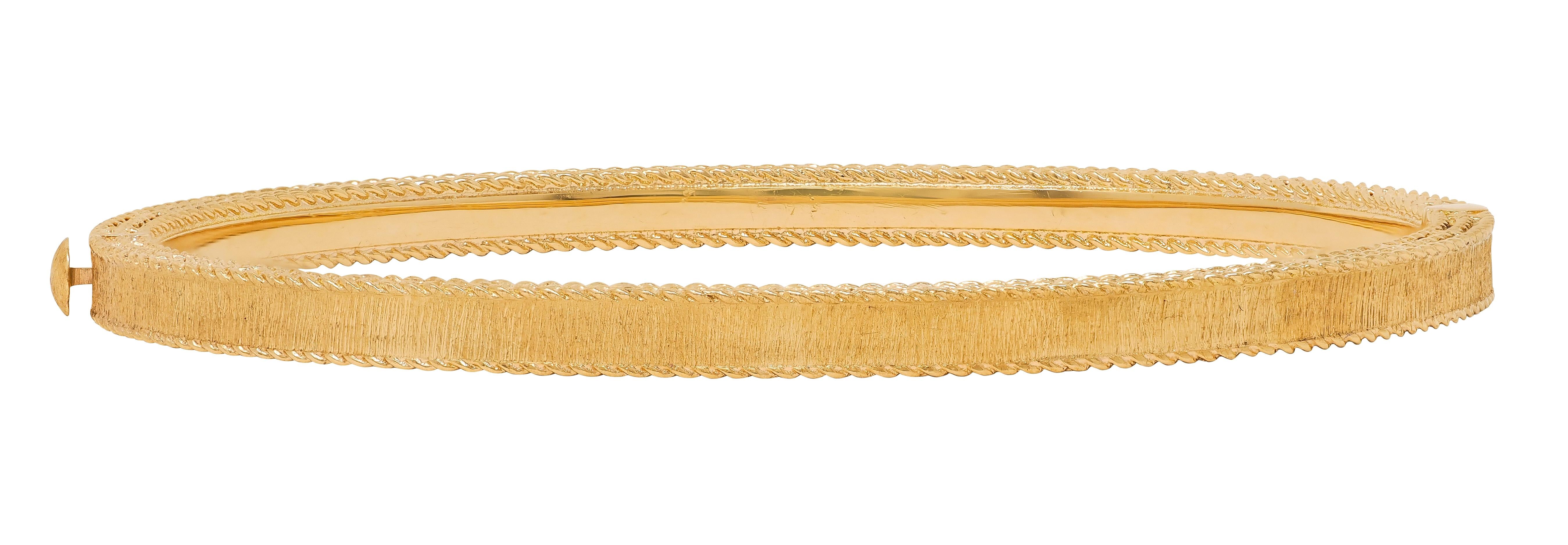 Roberto Coin Diamond 18 Karat Rose Gold Vintage Princess Bangle Bracelet