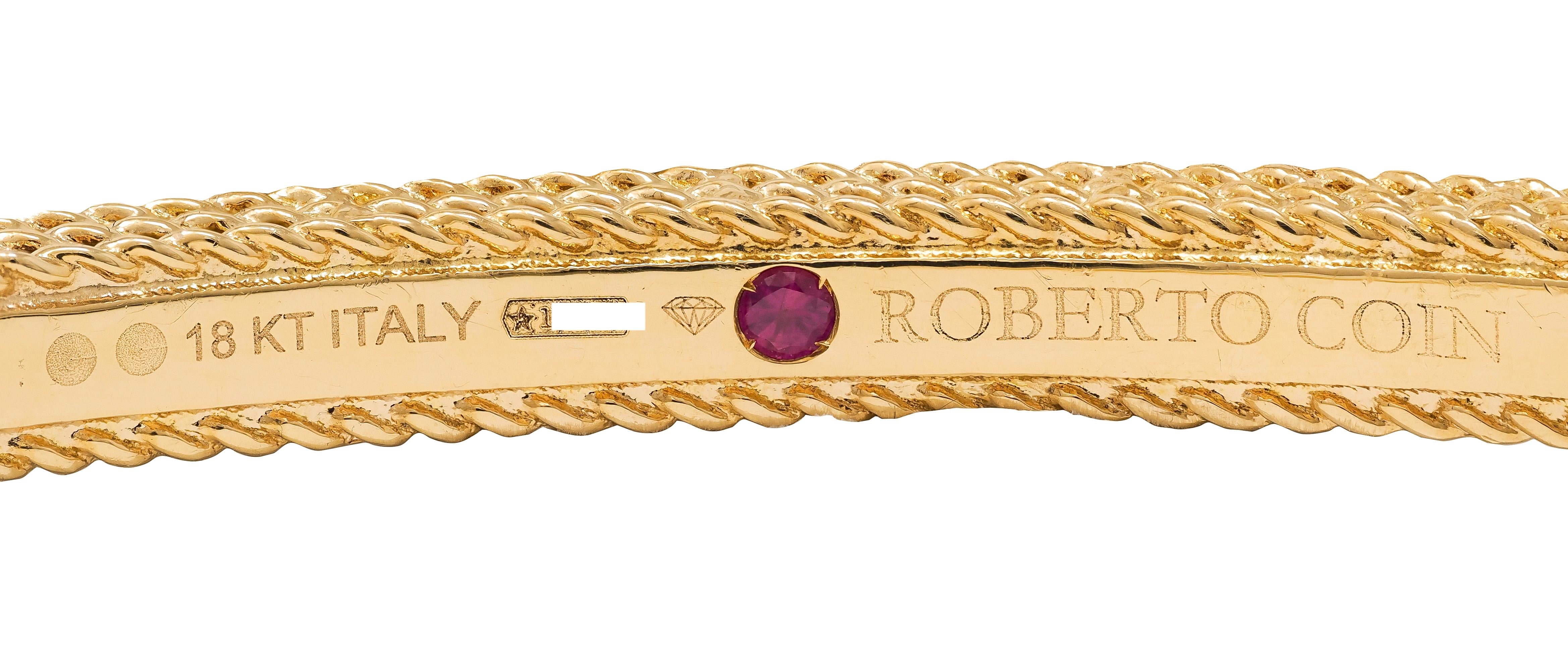Roberto Coin Diamond 18 Karat Rose Gold Vintage Princess Bangle Bracelet