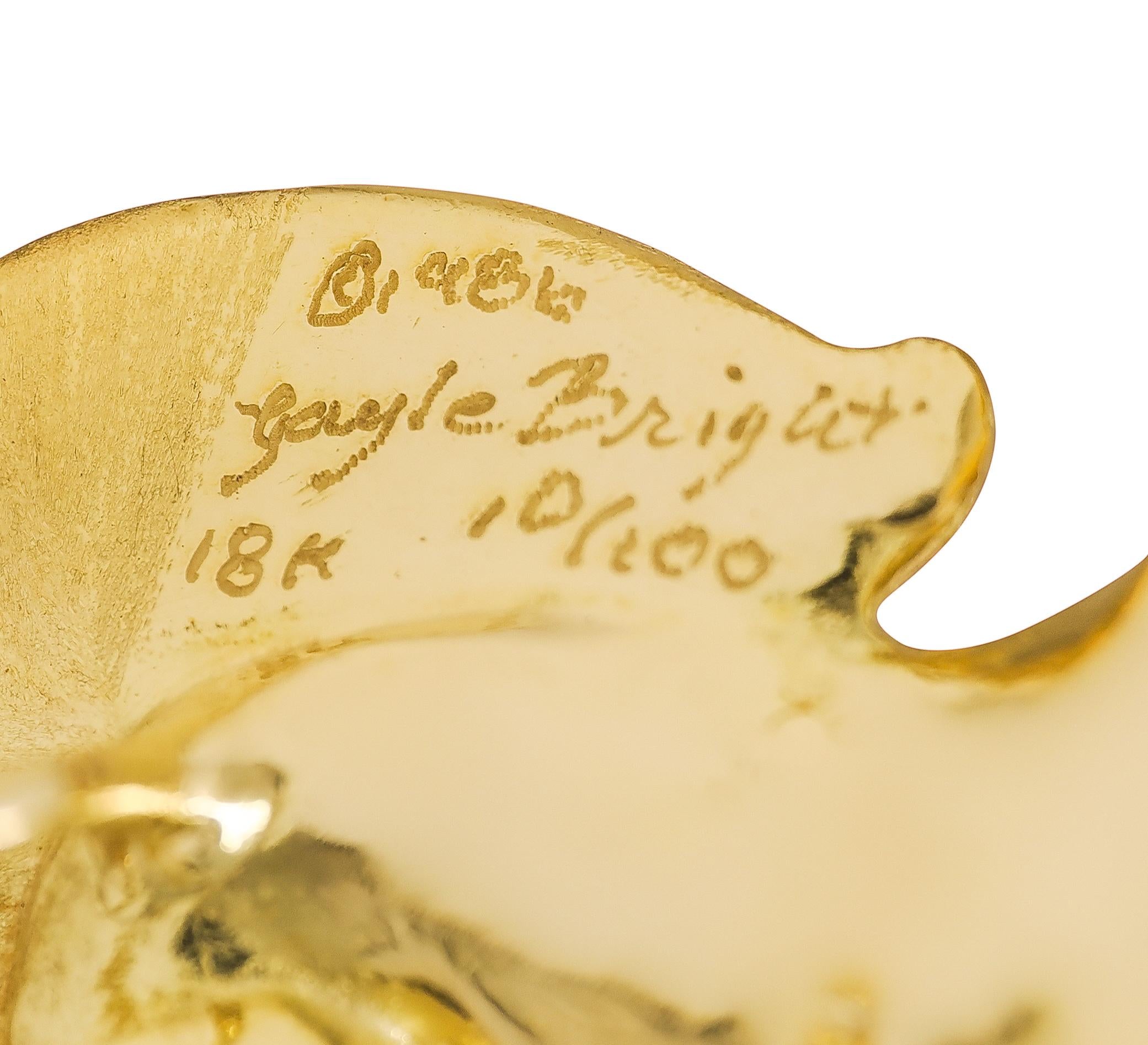 Gayle Bright 1986 18 Karat Two-Tone Gold Diamond Vintage Horse Pendant Necklace