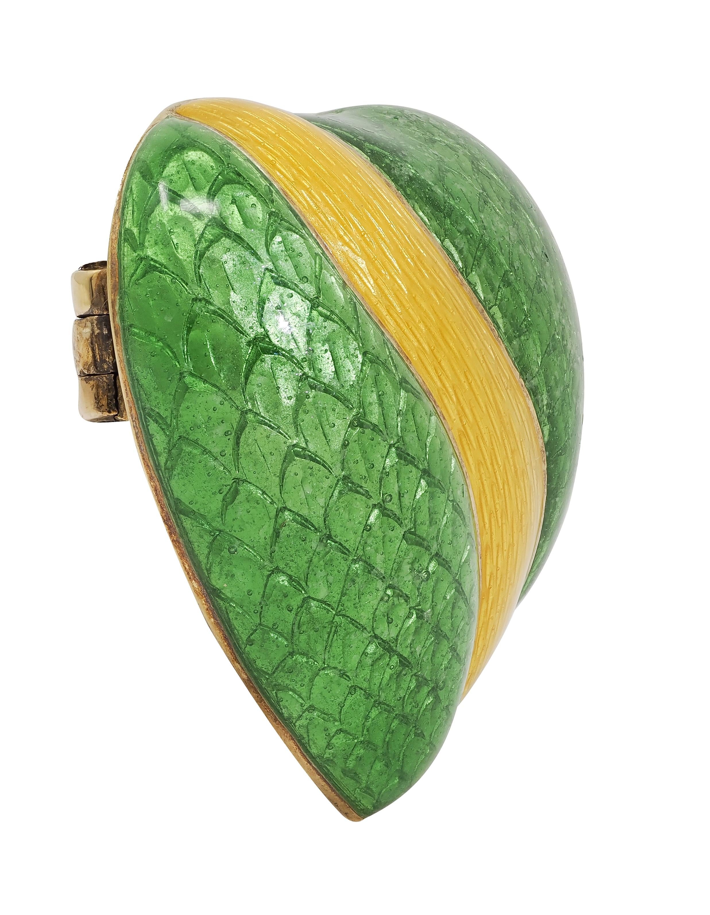 Tiffany & Co. 1960's Enamel 18 Karat Yellow Gold Vintage Striped Heart Brooch