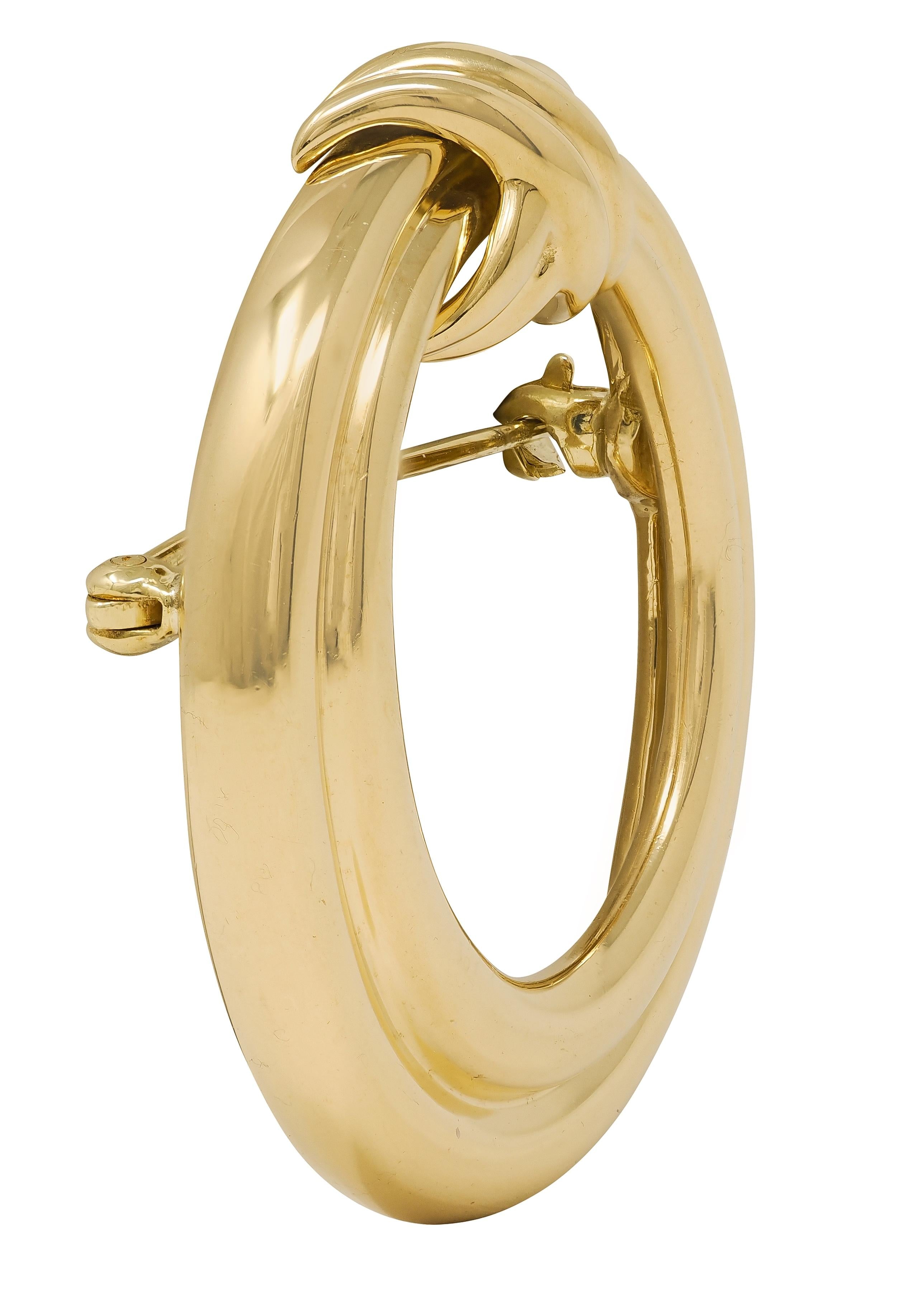 Tiffany & Co. 1990's 18 Karat Yellow Gold Vintage Knotted Circle Brooch