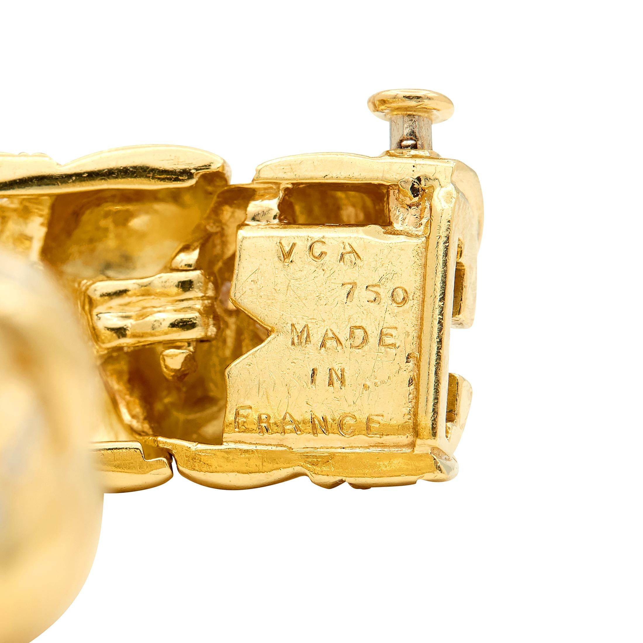 Van Cleef & Arpels French 1980's Diamond 18K Yellow Gold Vintage Woven Bracelet