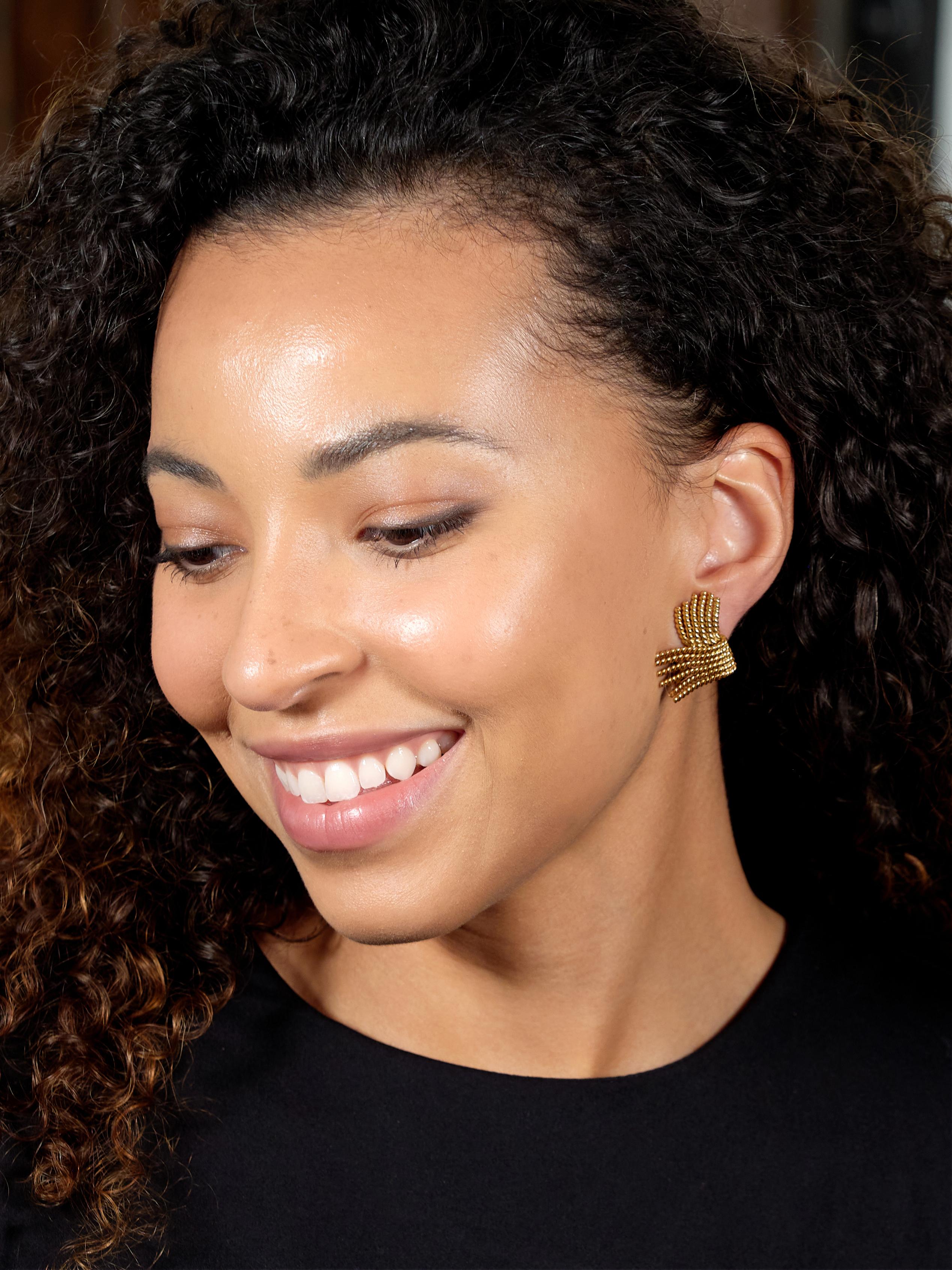 Schlumberger Tiffany & Co. 1960 18K Gold Vintage Fanning Rope Ear-Clip Earrings