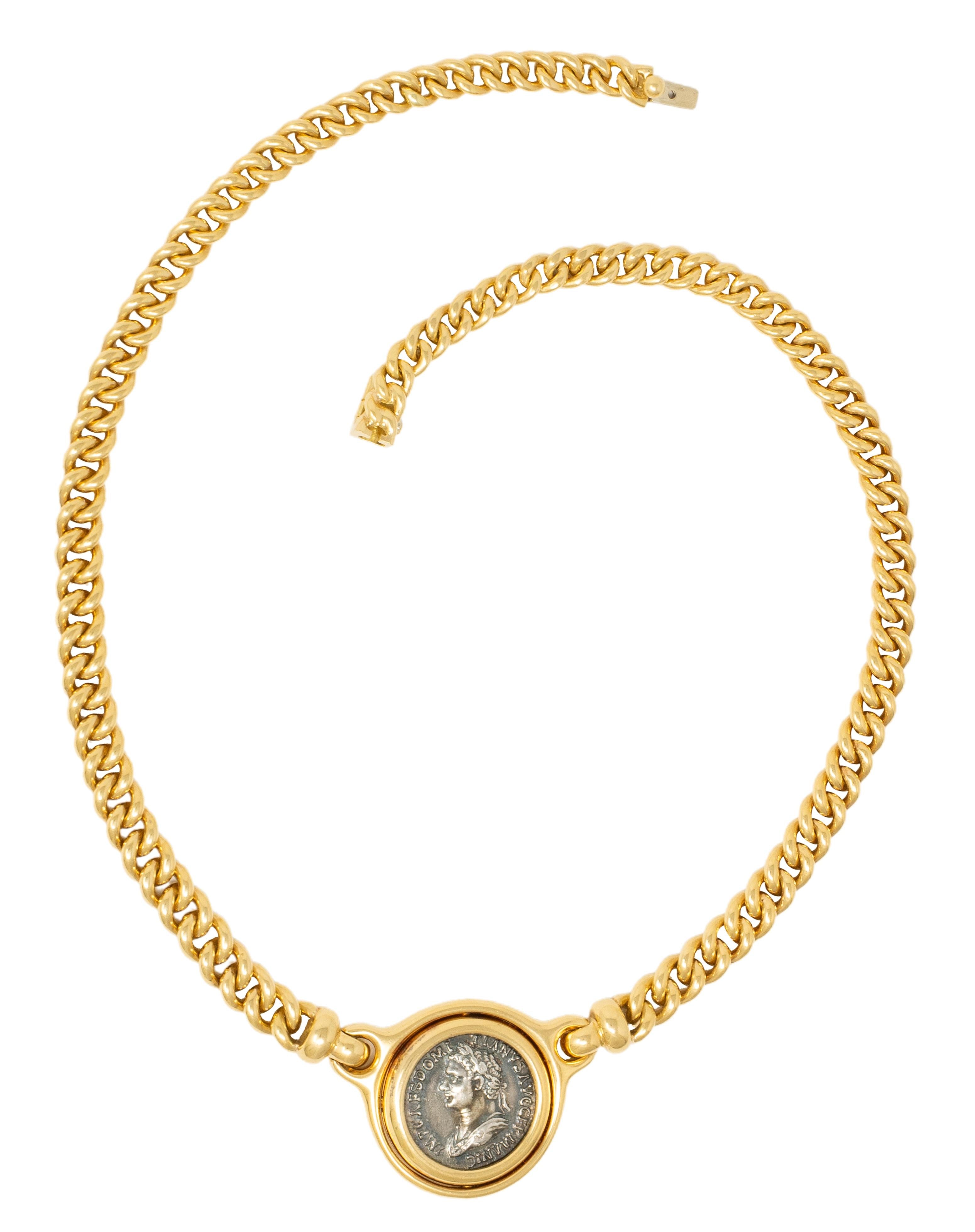 Bulgari Ancient Coin 18K Gold Vintage Flip Roman Constantine Vintage Necklace