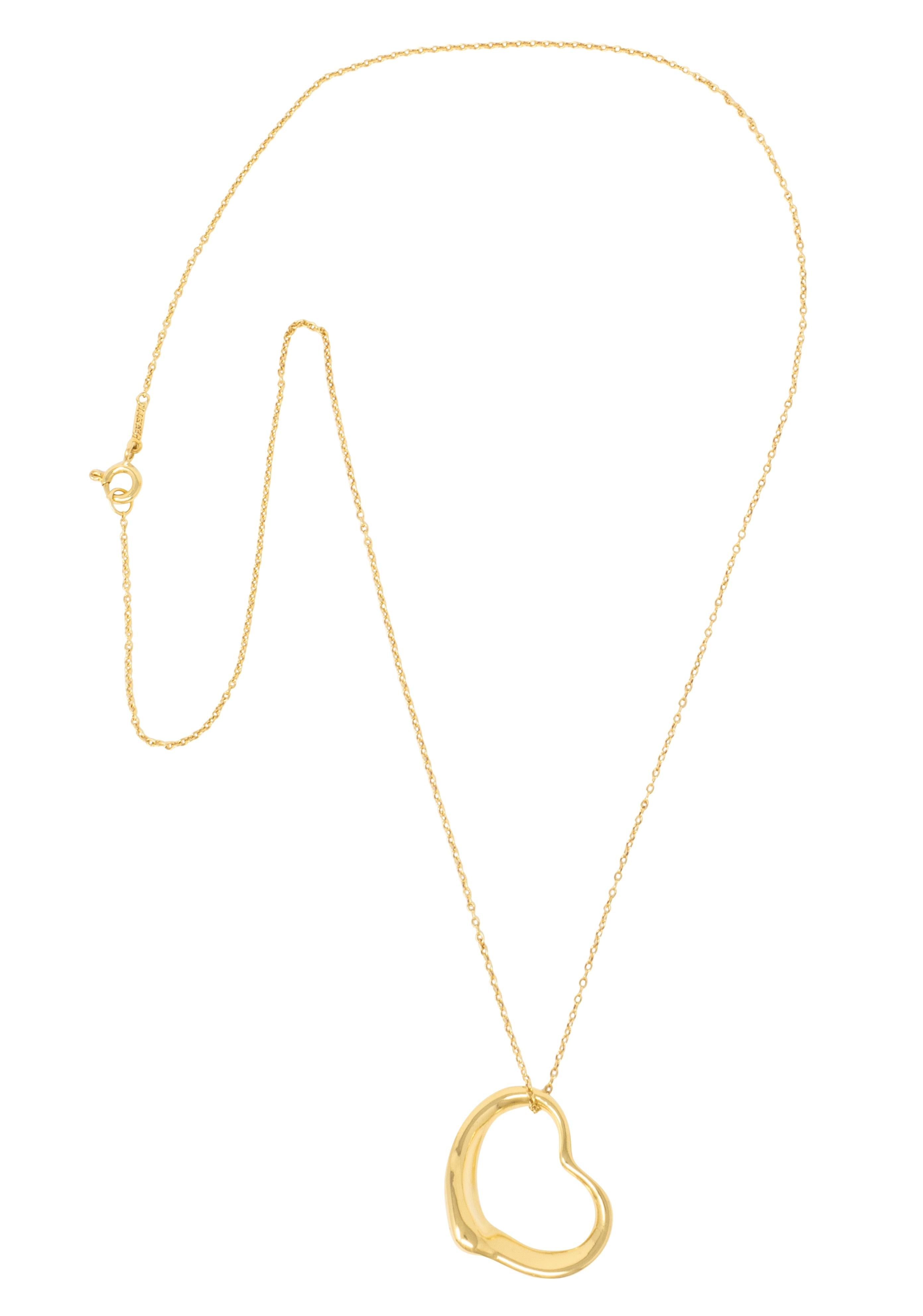 Elsa Peretti Tiffany & Co. 18 Karat Yellow Gold Open Heart Pendant Necklace