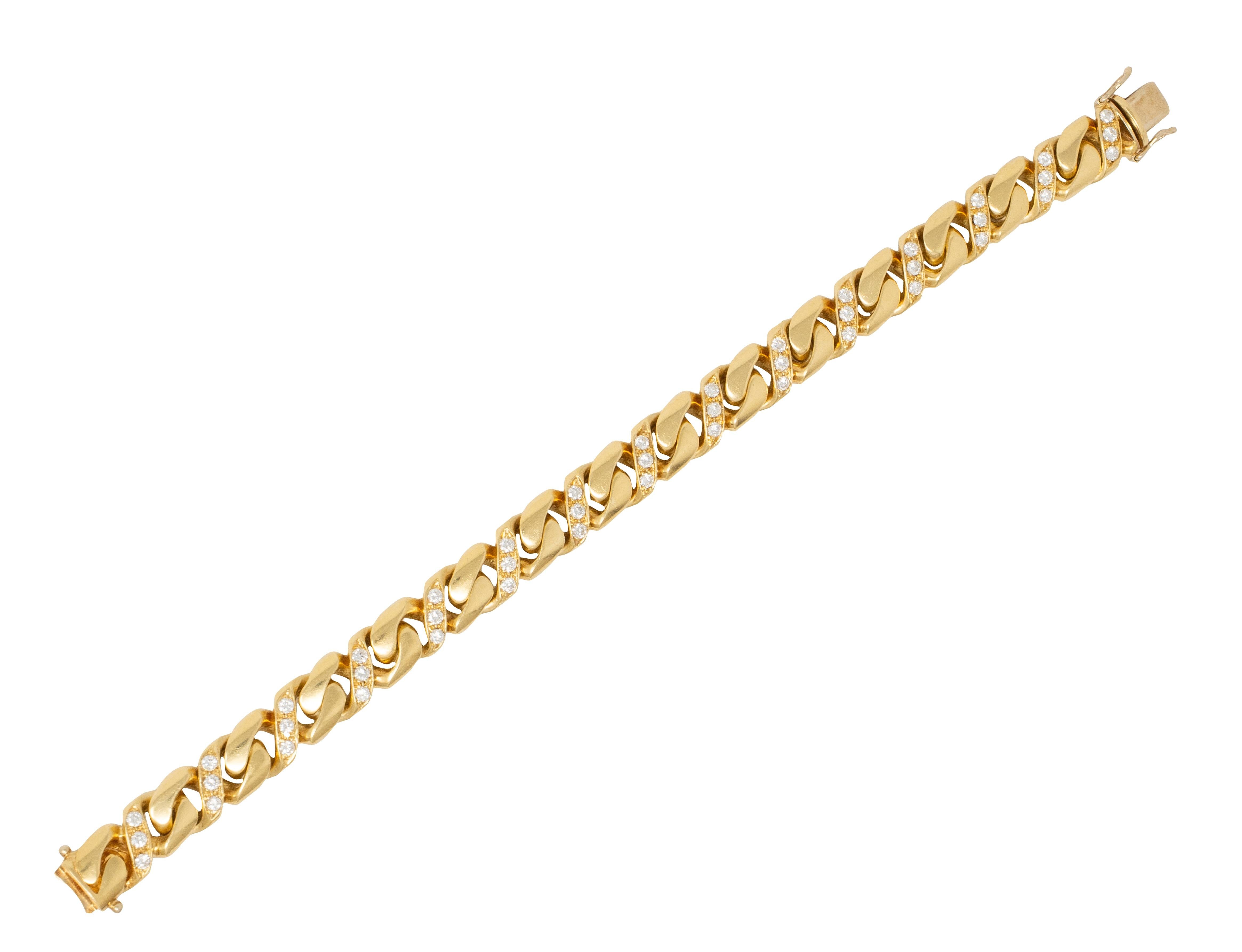 Bulgari 1970's Diamond 18 Karat Yellow Gold Vintage Fancy Curb Link Bracelet