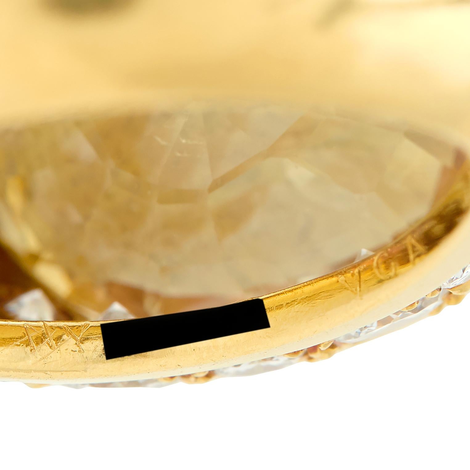 Van Cleef & Arpels 1980's 19.77 CTW Ceylon Yellow Sapphire Diamond Pavé Ring GIA