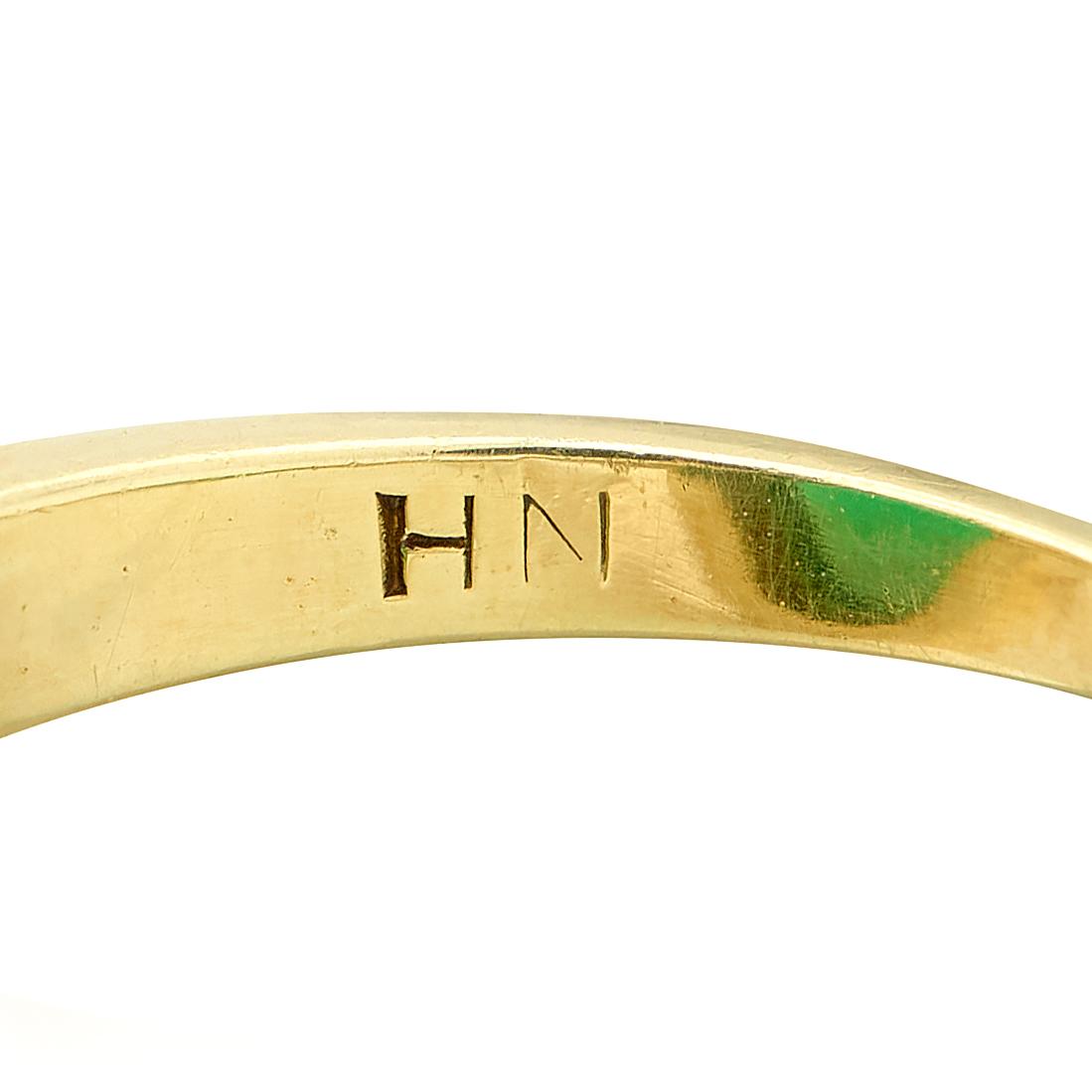 Early Art Deco Chalcedony Enamel 14 Karat Yellow Gold Antique Cocktail Ring