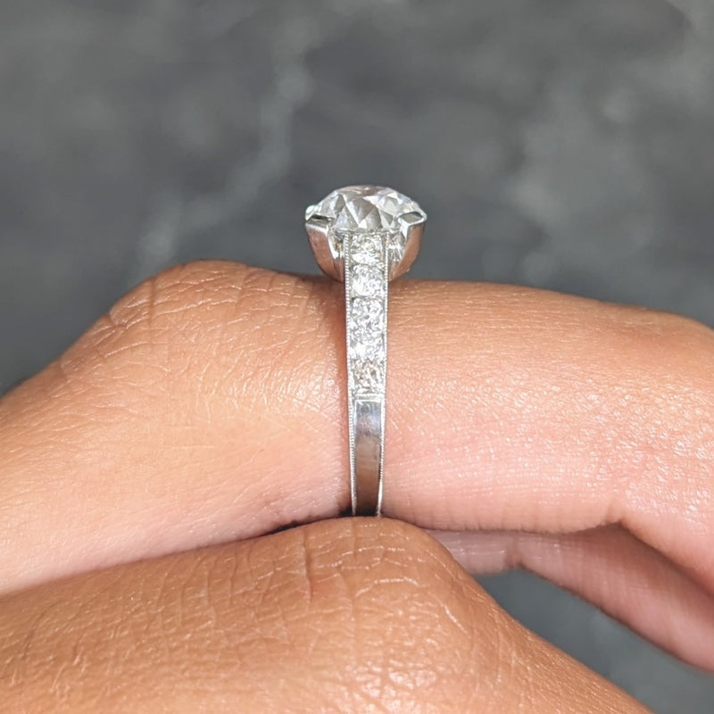 Art Deco 1.88 CTW Old European Cut Diamond Platinum Vintage Engagement Ring Wilson's Estate Jewelry