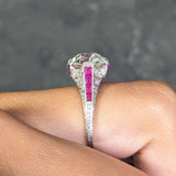 Art Deco 6.43 CTW Old European Diamond Ruby Platinum X Engagement Ring GIA Wilson's Estate Jewelry