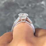 Mid-Century 2.88 CTW Diamond Platinum Vintage Three Stone Engagement Ring GIA Wilson's Estate Jewelry