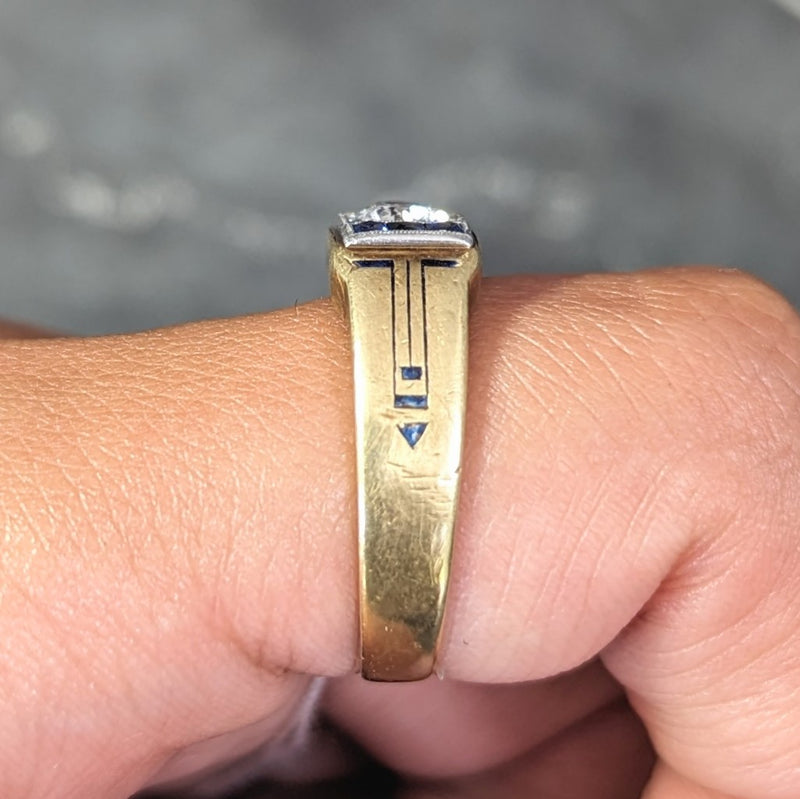 C.D. Peacock Art Deco Diamond Sapphire Platinum 15 Karat Gold