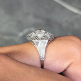 Art Deco 0.56 CTW Diamond Platinum Hexagonal Greek Key Vintage Dinner Ring Wilson's Estate Jewelry
