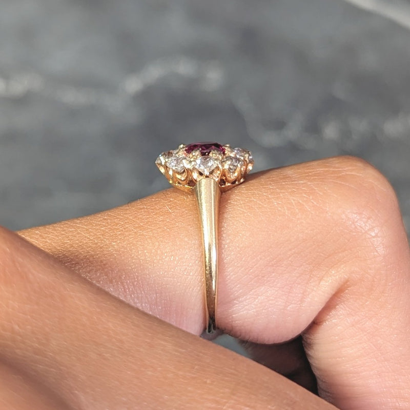 Antique ruby diamond cluster ring Clearance