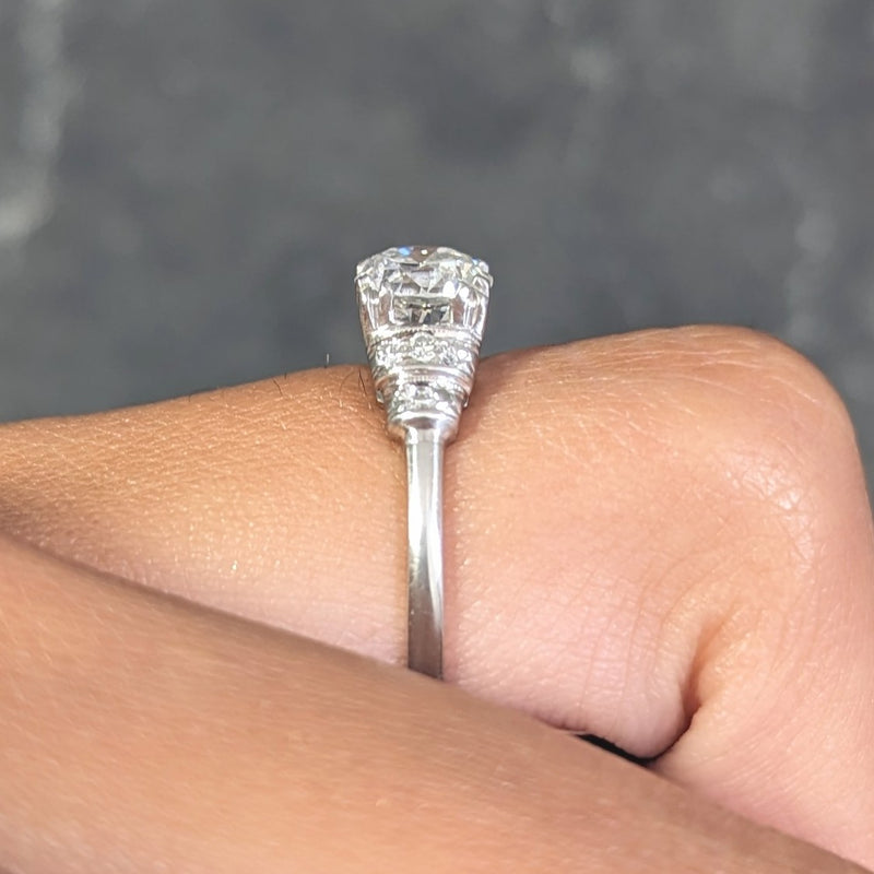 Mid-Century 1.16 CTW Old European Diamond Platinum Tiered Vintage Engagement Ring GIA Wilson's Estate Jewelry