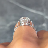 Mid-Century 2.84 CTW Old European Cut Diamond Platinum Ribbon Engagement Ring Wilson's Estate Jewelry