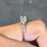 Art Deco European Diamond 18 Karat White Gold Square Form Scroll Engagement Ring Wilson's Estate Jewelry