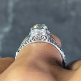 Art Deco 1.17 CTW Diamond Platinum Arching Scroll Antique Engagement Ring Wilson's Estate Jewelry