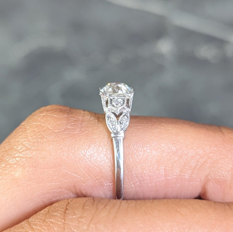 Art Deco 0.92 CTW Diamond Platinum Engagement Ring Wilson's Estate Jewelry