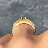 1980's 1.00 CTW Emerald Diamond 18 Karat Yellow Gold Vintage Gemstone Ring Wilson's Estate Jewelry