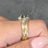 1980s 1.65 CTW Tsavorite Garnet Diamond 18 Karat Two-Tone Gold Bypass Ring Wilson's Estate Jewelry