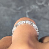 Modern 0.31 CTW Diamond 18 Karat White Gold Geometric Stacking Band Ring Wilson's Estate Jewelry