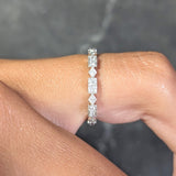Modern 0.31 CTW Diamond 18 Karat White Gold Geometric Stacking Band Ring Wilson's Estate Jewelry